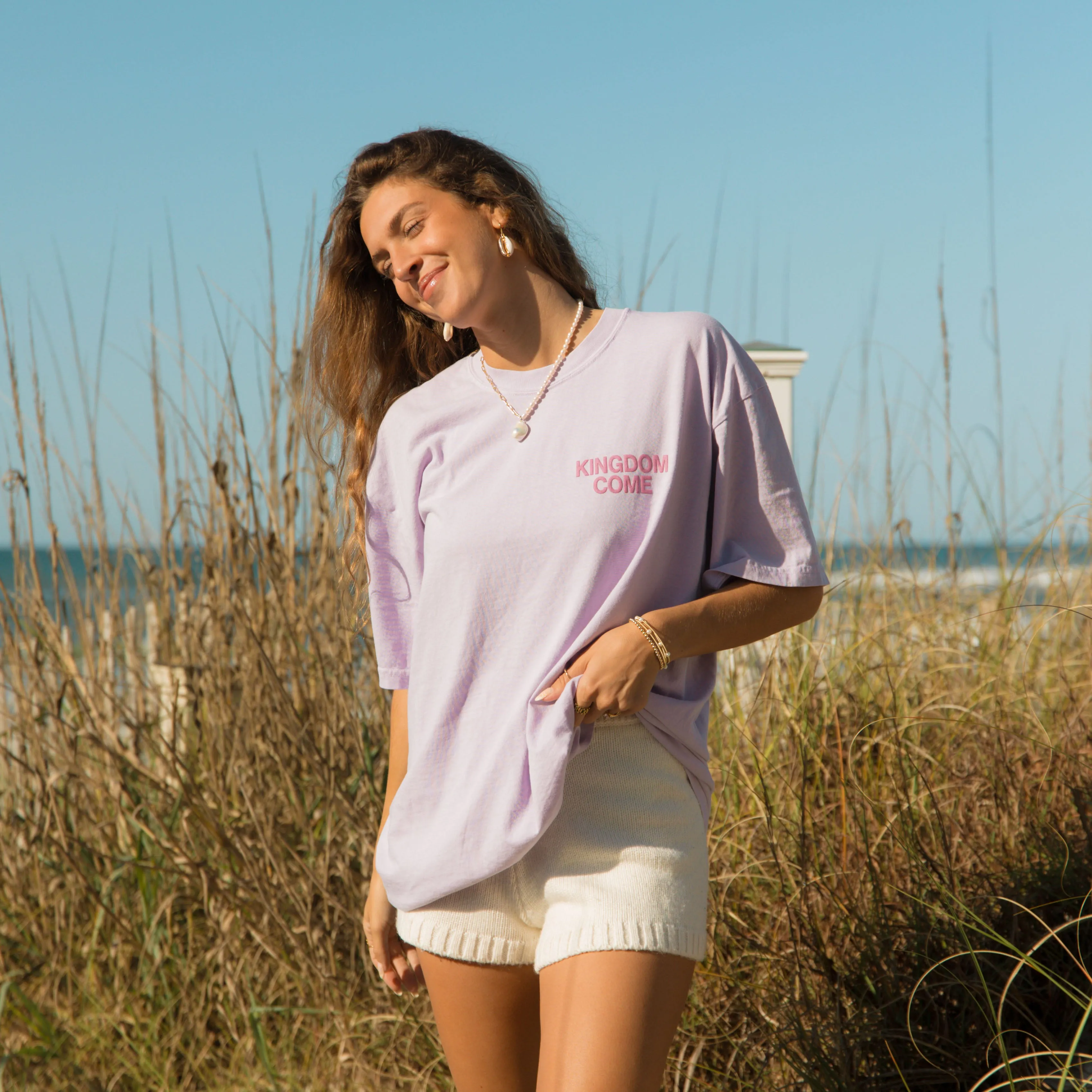 PUFF PRINT "KINGDOM COME" PREMIUM COMFORT COLOR TEE | ORCHID sold by He Would Love First product image thumbnail 3