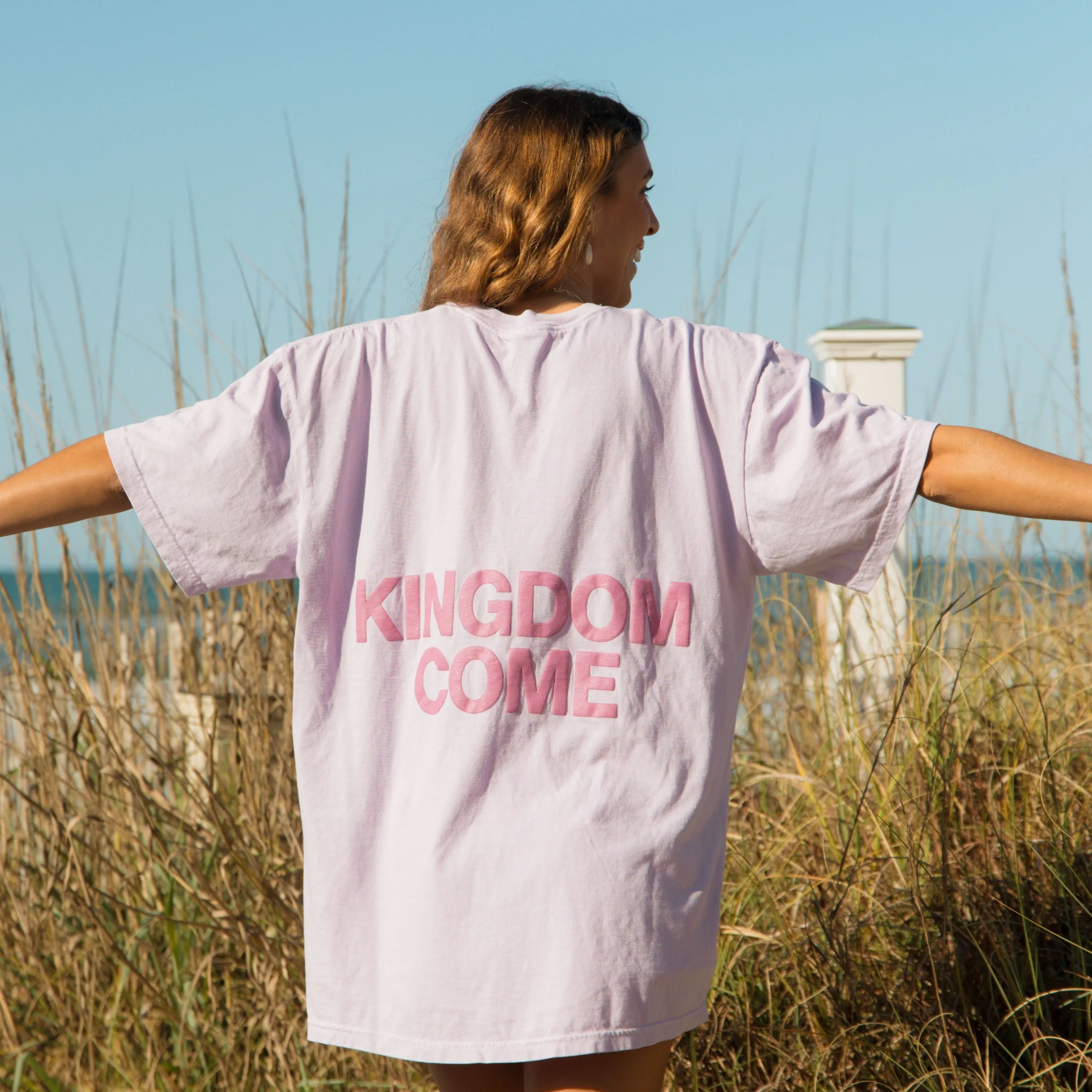 PUFF PRINT "KINGDOM COME" PREMIUM COMFORT COLOR TEE | ORCHID sold by He Would Love First product image thumbnail 4