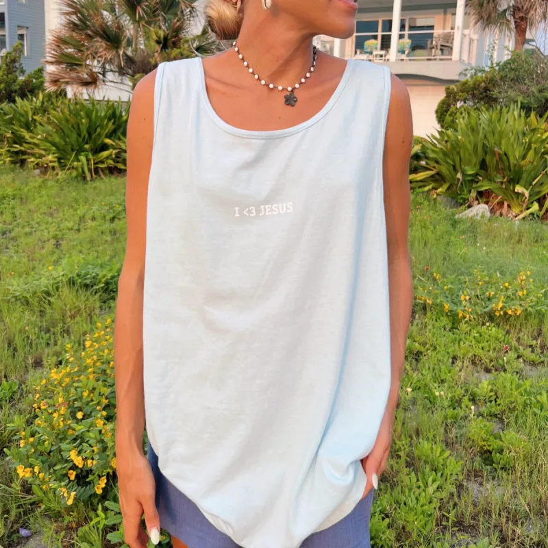 NEW! | "I <3 JESUS" | PREMIUM COMFORT COLOR BEACH TANK sold by He Would Love First