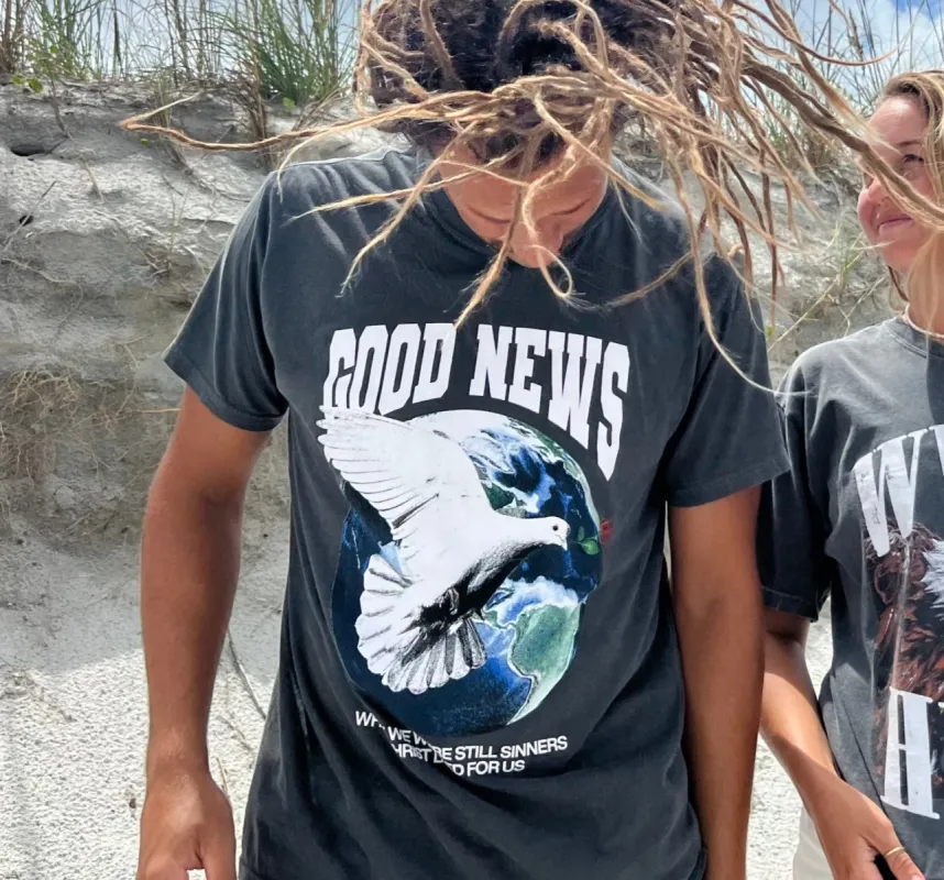 NEW! | "GOOD NEWS" DOVE PREMIUM COMFORT COLOR TEE | PEPPER sold by He Would Love First