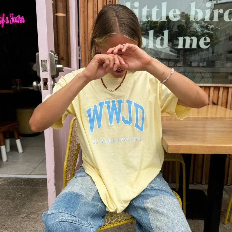 "UNIVERSITY" PREMIUM COMFORT COLOR TEE | BANANA sold by He Would Love First