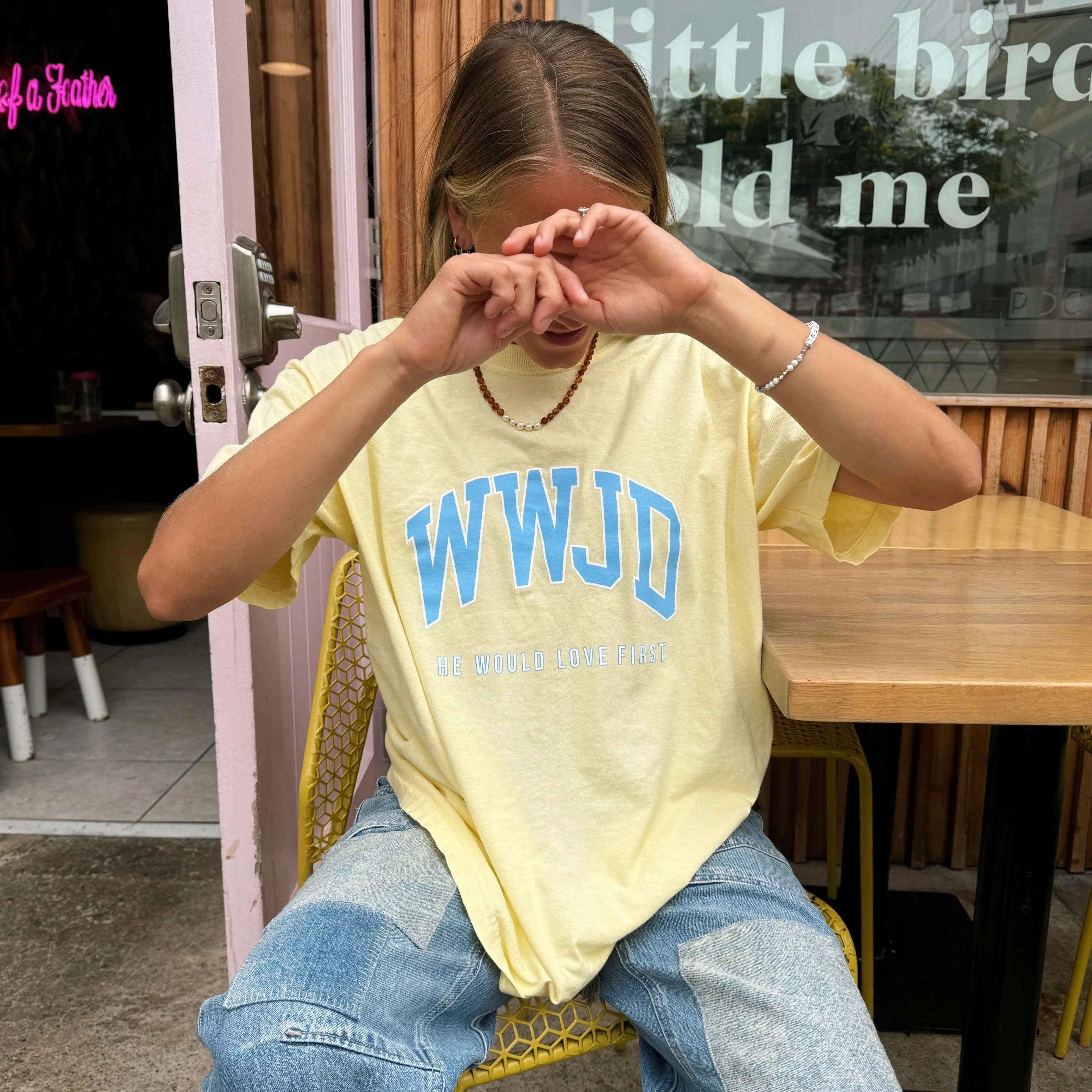 "UNIVERSITY" PREMIUM COMFORT COLOR TEE | BANANA sold by He Would Love First