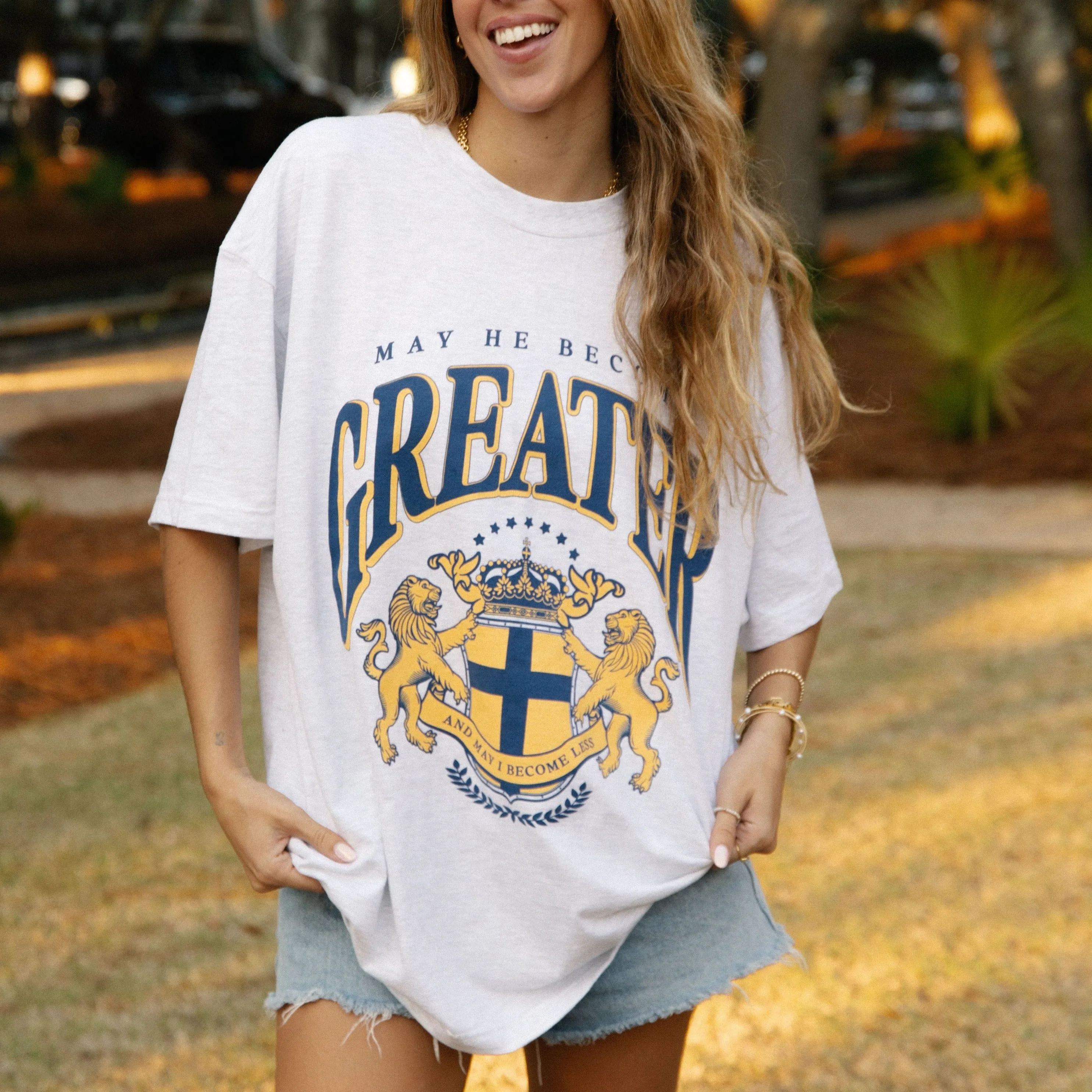"GREATER" UNIVERSITY TEE | ASH sold by He Would Love First