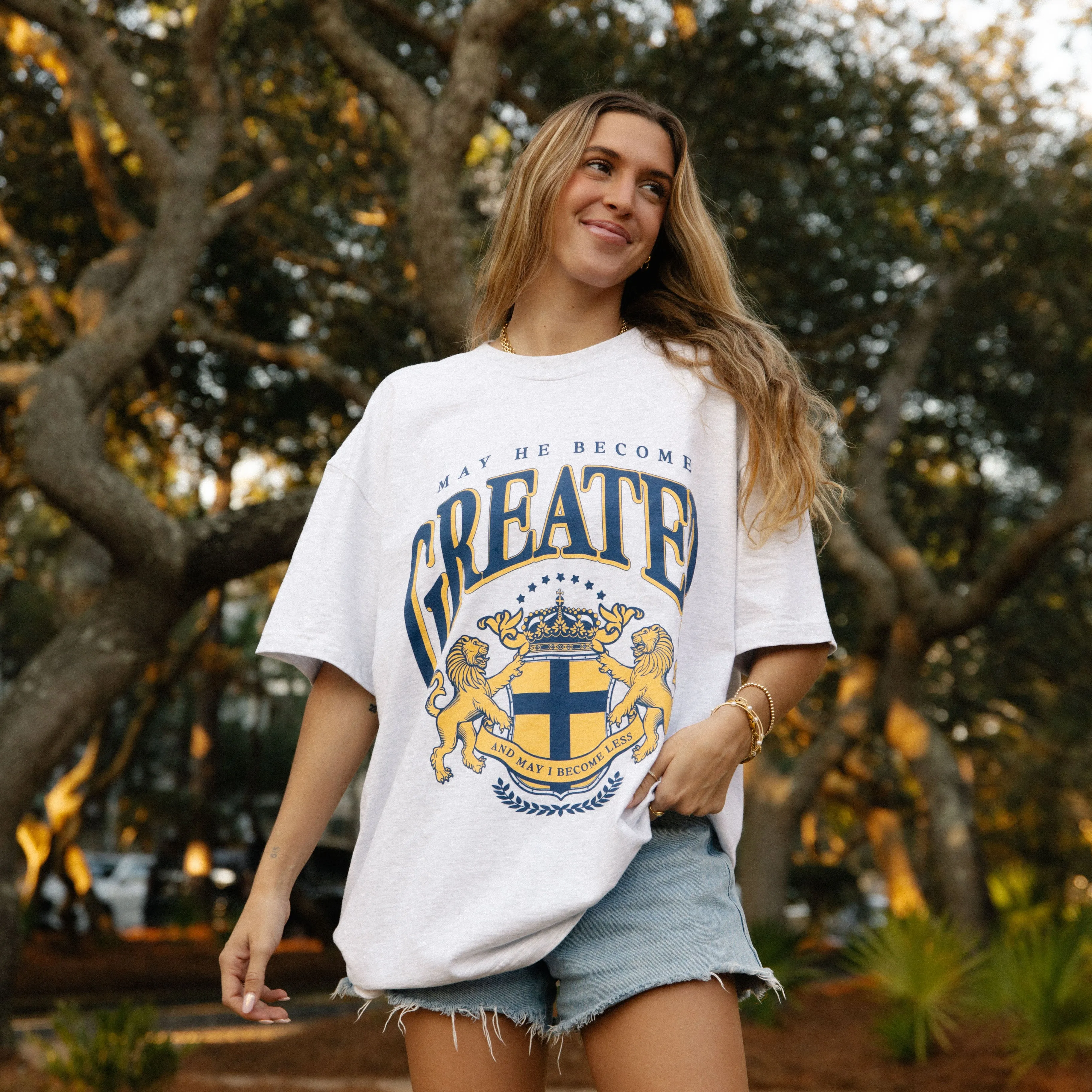 "GREATER" UNIVERSITY TEE | ASH sold by He Would Love First product image thumbnail 5