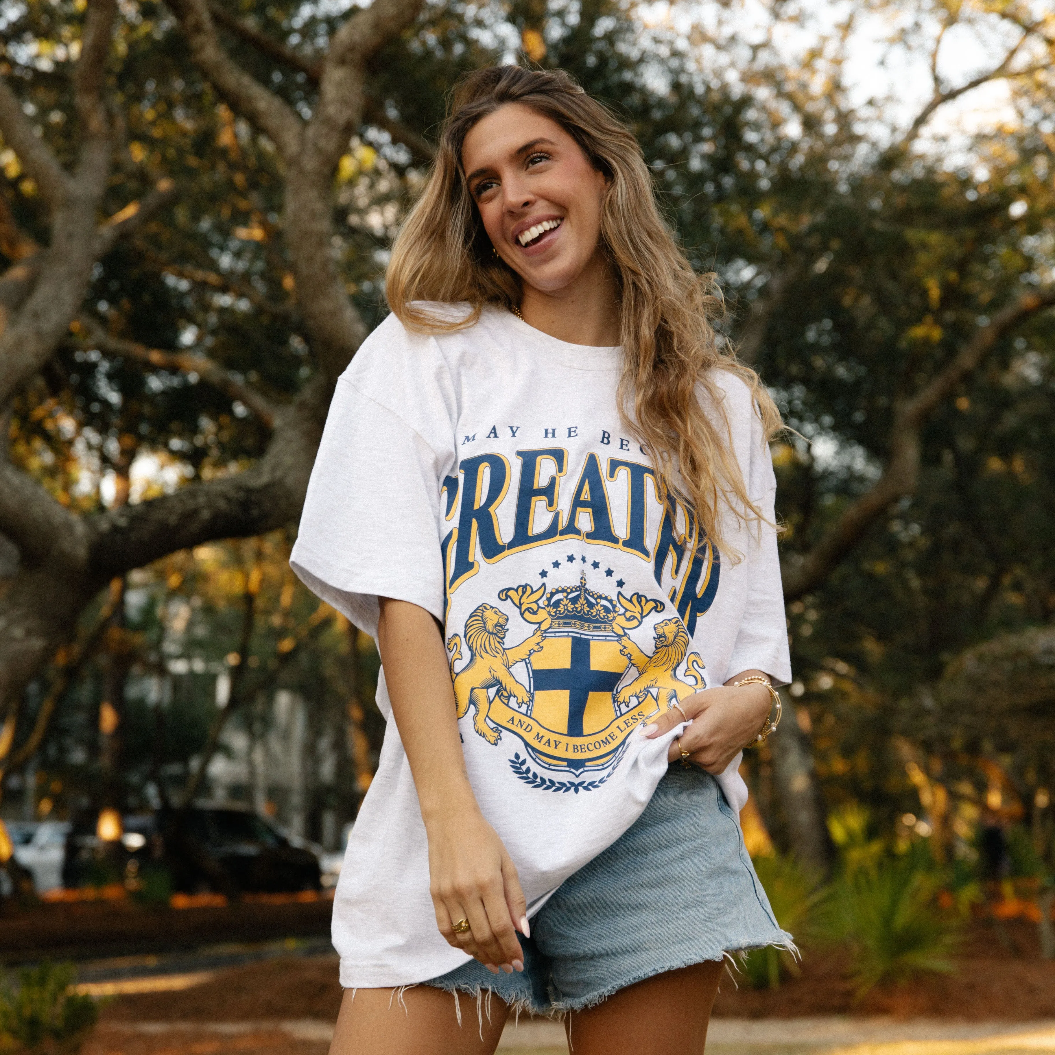 "GREATER" UNIVERSITY TEE | ASH sold by He Would Love First product image thumbnail 3