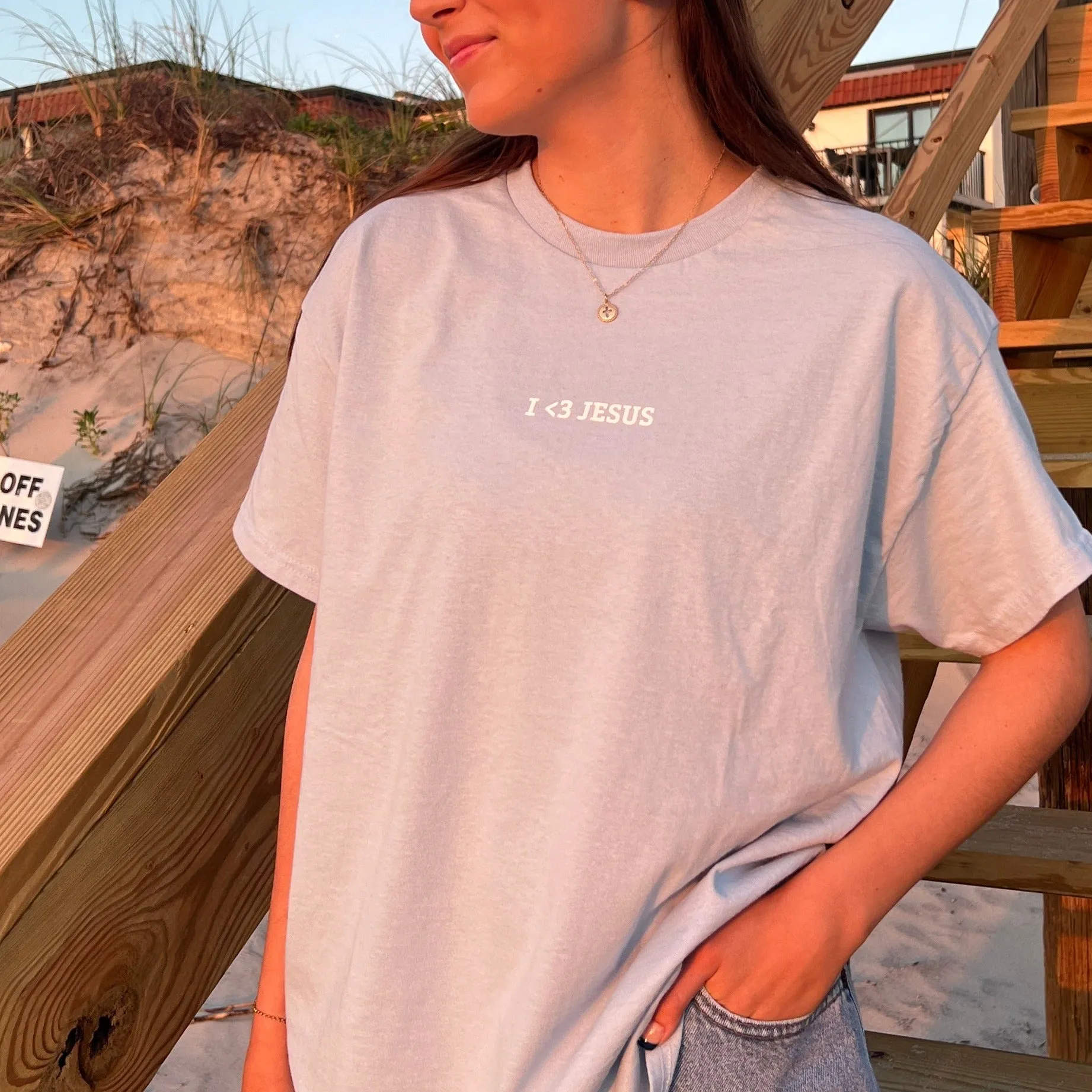 "I <3 JESUS" TEE | LIGHT BLUE sold by He Would Love First product image thumbnail 2