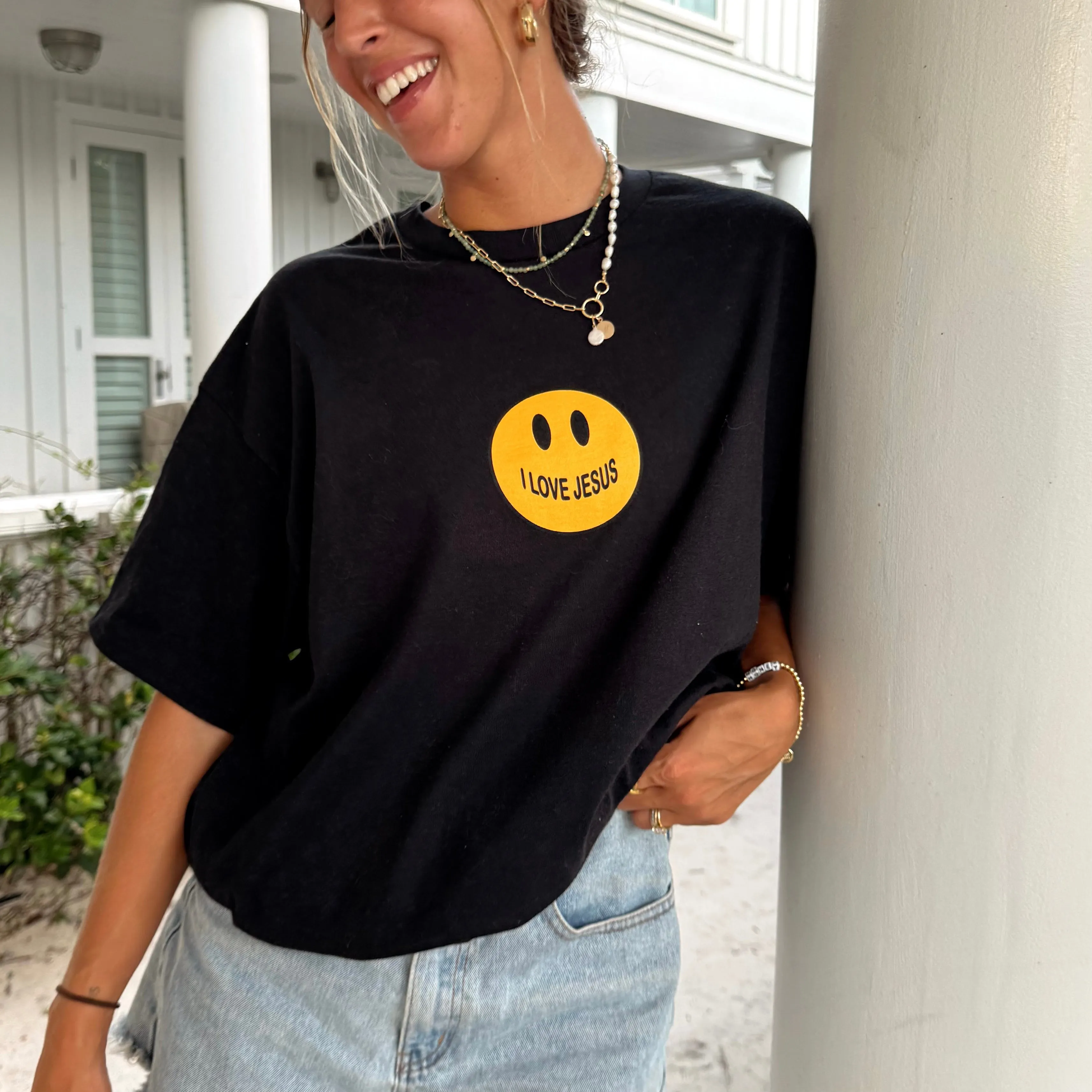 NEW! | SMILEY "I LOVE JESUS" TEE | BLACK sold by He Would Love First product image thumbnail 3