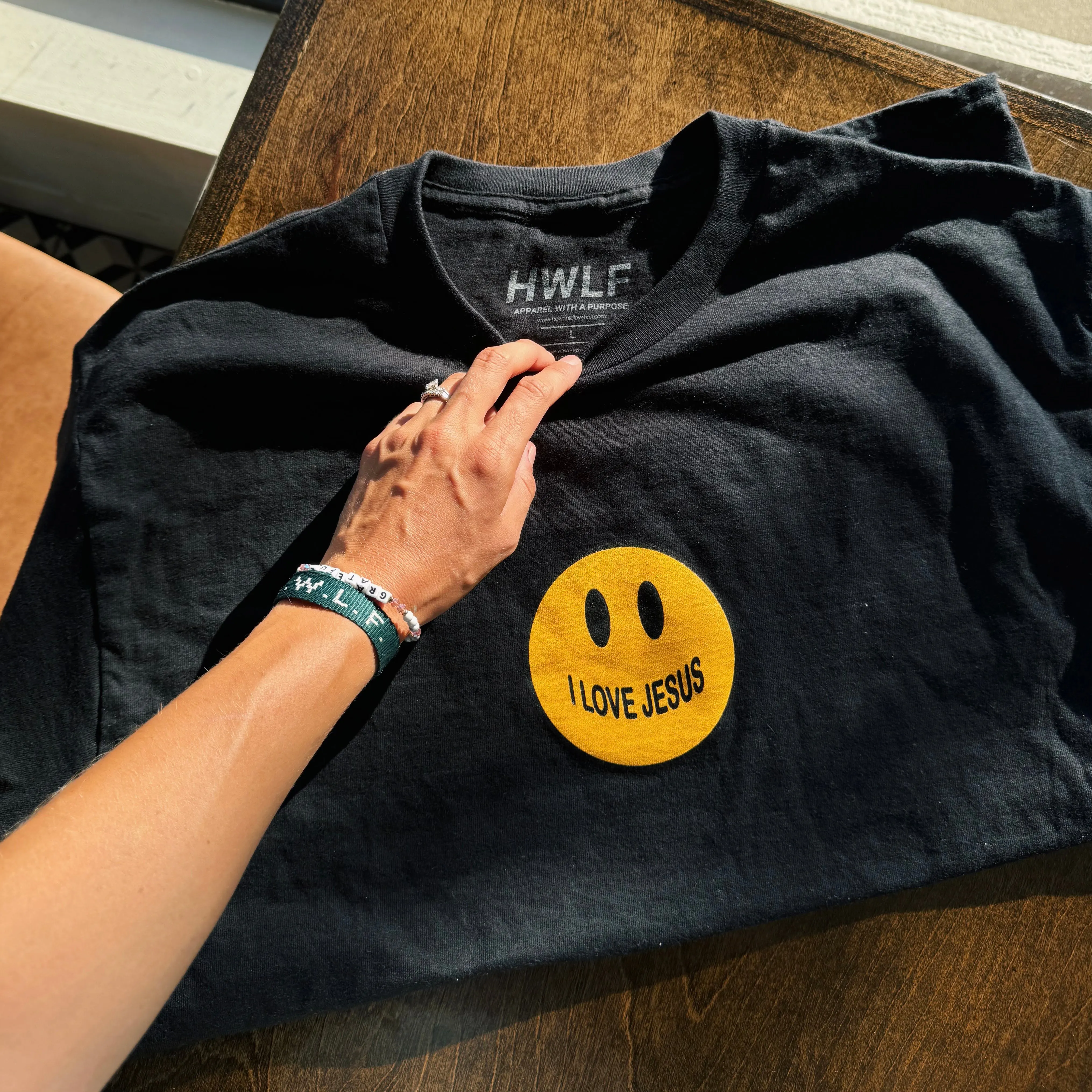 NEW! | SMILEY "I LOVE JESUS" TEE | BLACK sold by He Would Love First product image thumbnail 2