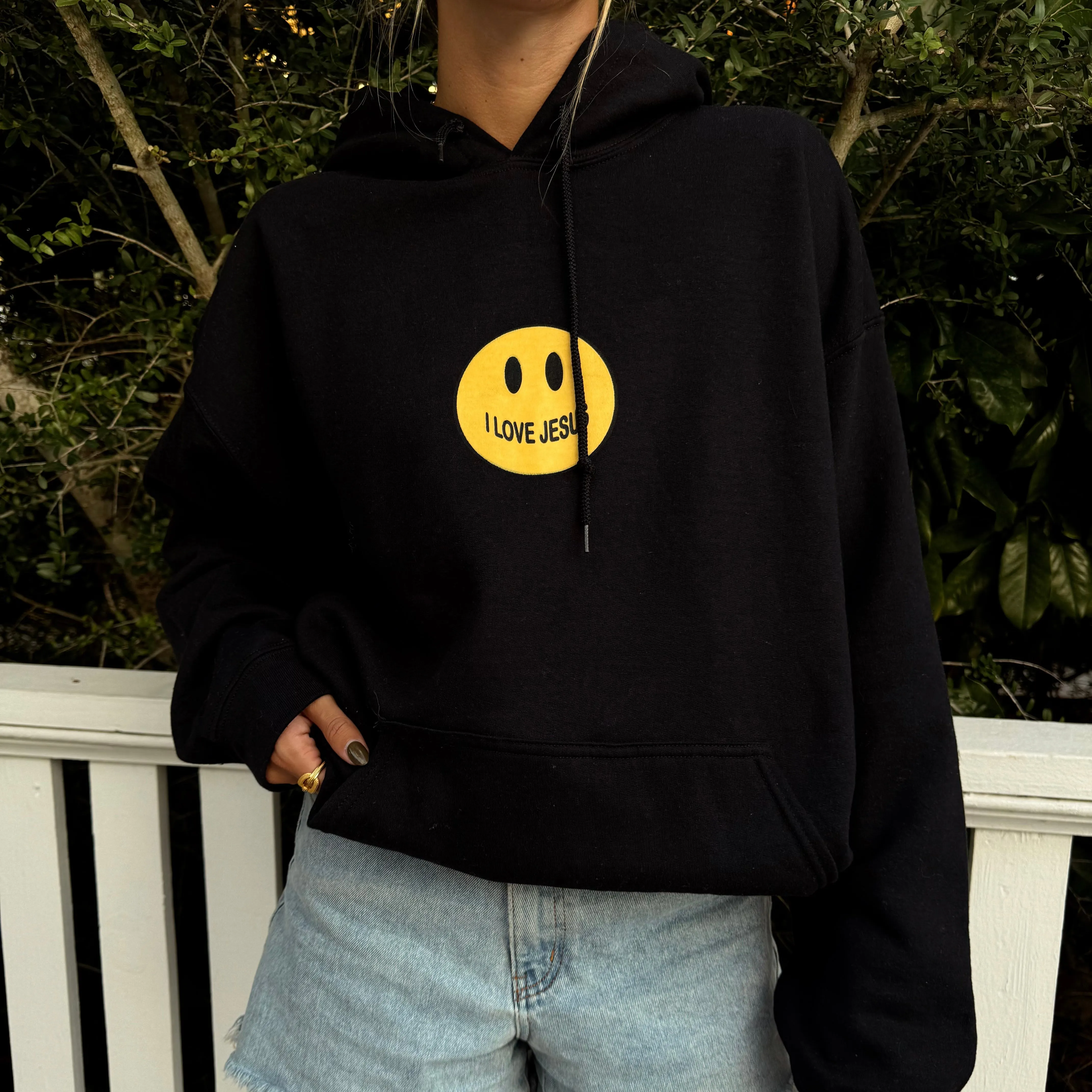 NEW! | SMILEY "I LOVE JESUS" HOODIE | BLACK sold by He Would Love First product image thumbnail 2