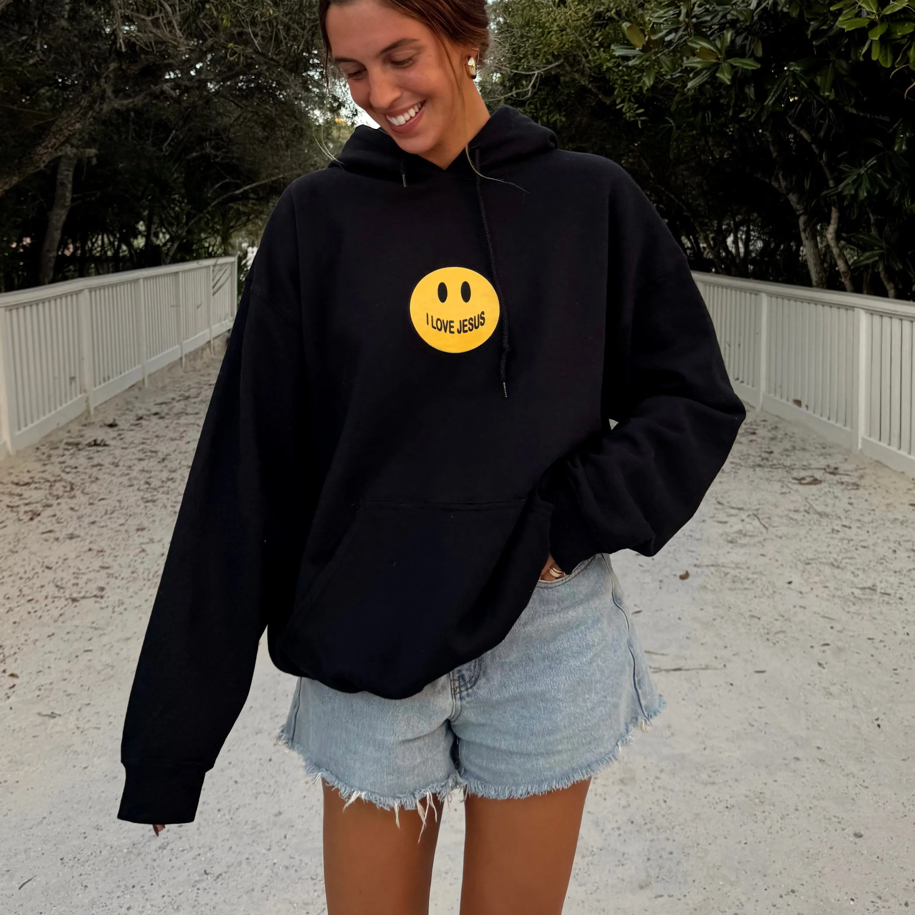 NEW! | SMILEY "I LOVE JESUS" HOODIE | BLACK sold by He Would Love First