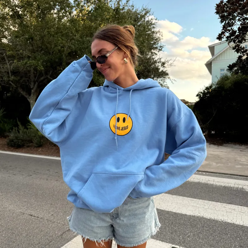 NEW! | SMILEY "I LOVE JESUS" HOODIE | CAROLINA sold by He Would Love First