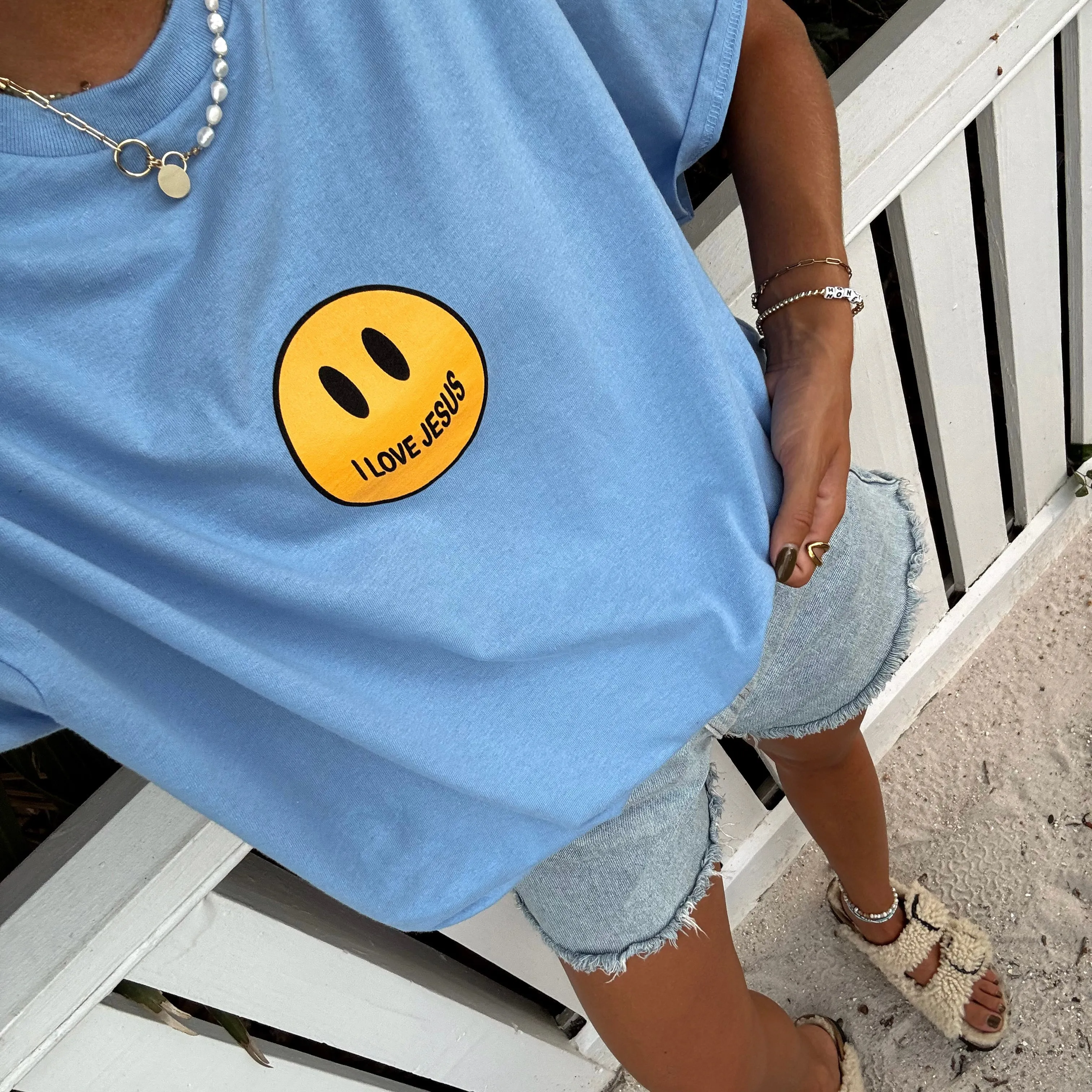 NEW! | SMILEY "I LOVE JESUS" TEE | CAROLINA sold by He Would Love First product image thumbnail 3
