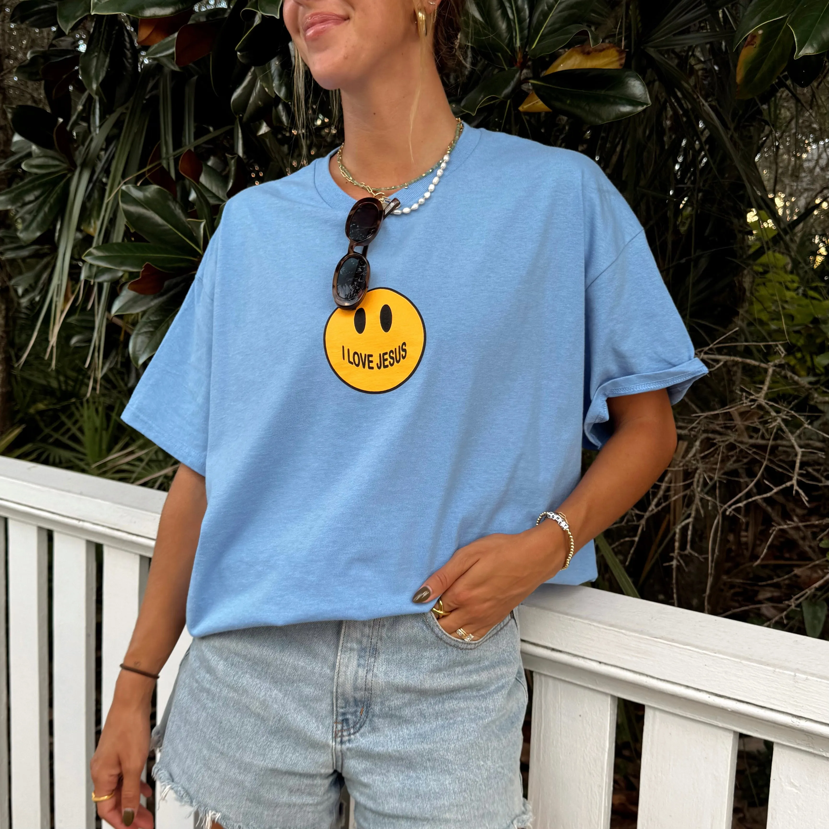 NEW! | SMILEY "I LOVE JESUS" TEE | CAROLINA sold by He Would Love First