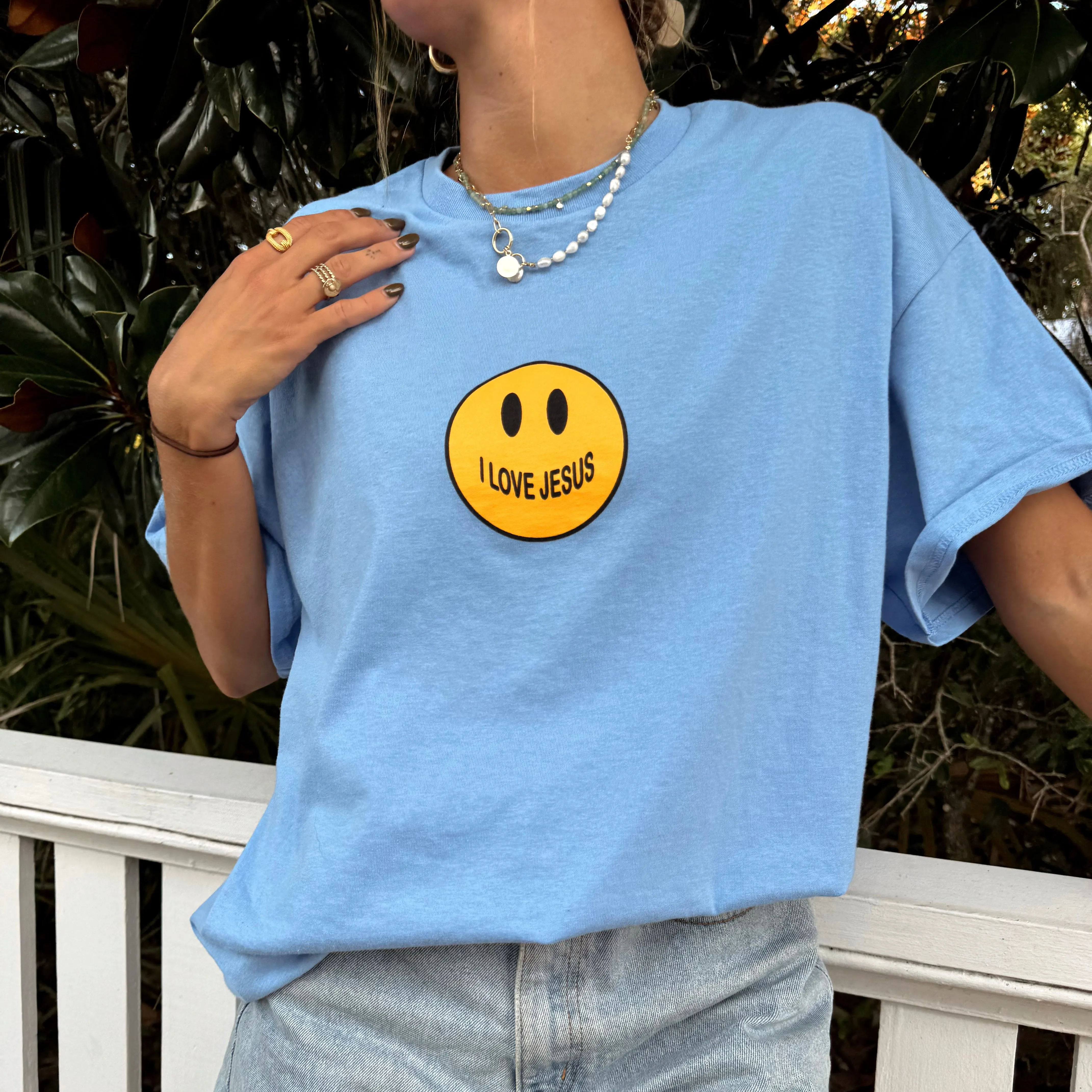 NEW! | SMILEY "I LOVE JESUS" TEE | CAROLINA sold by He Would Love First product image thumbnail 2