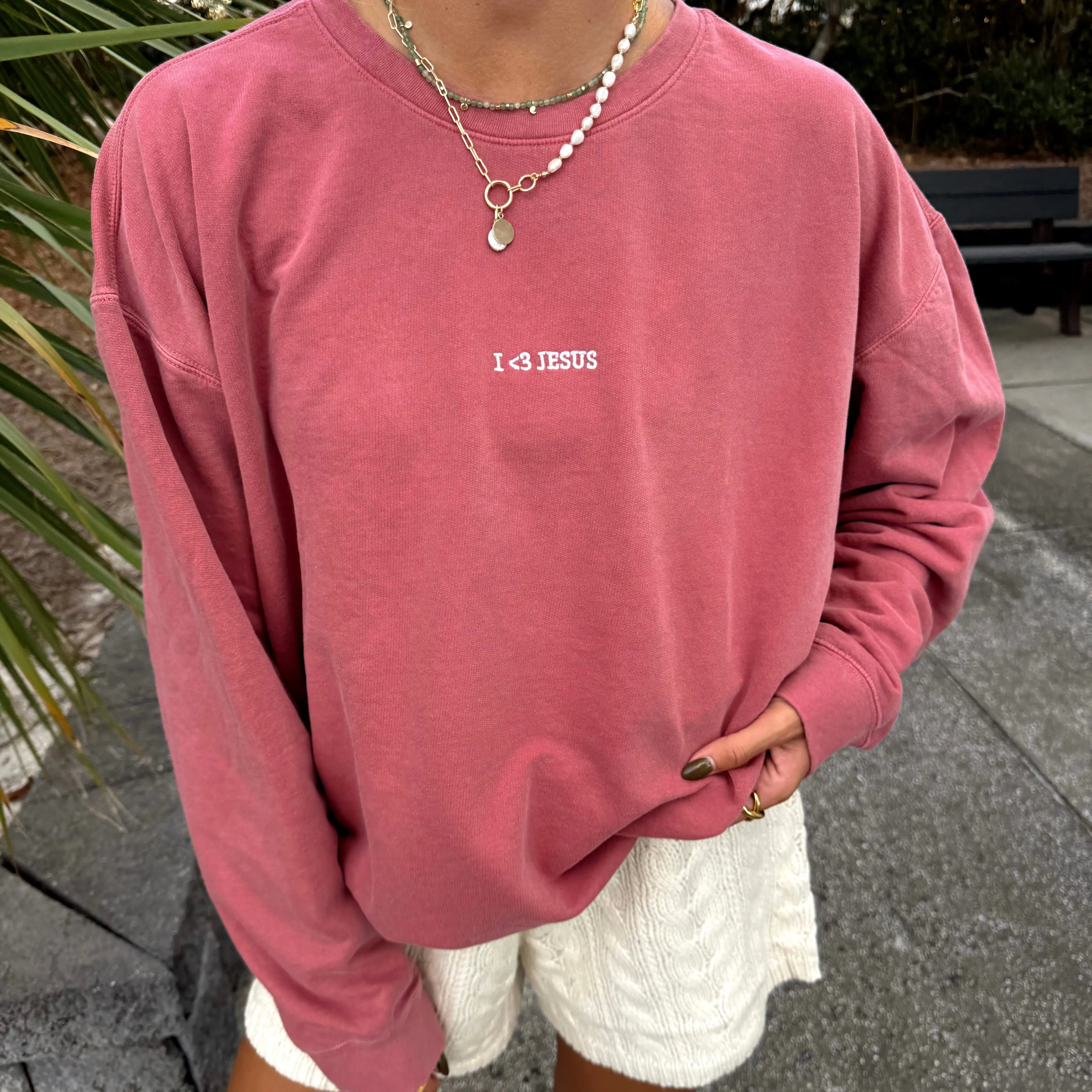 NEW! | "I <3 JESUS" PREMIUM COMFORT COLOR CREWNECK | CRIMSON sold by He Would Love First product image thumbnail 5