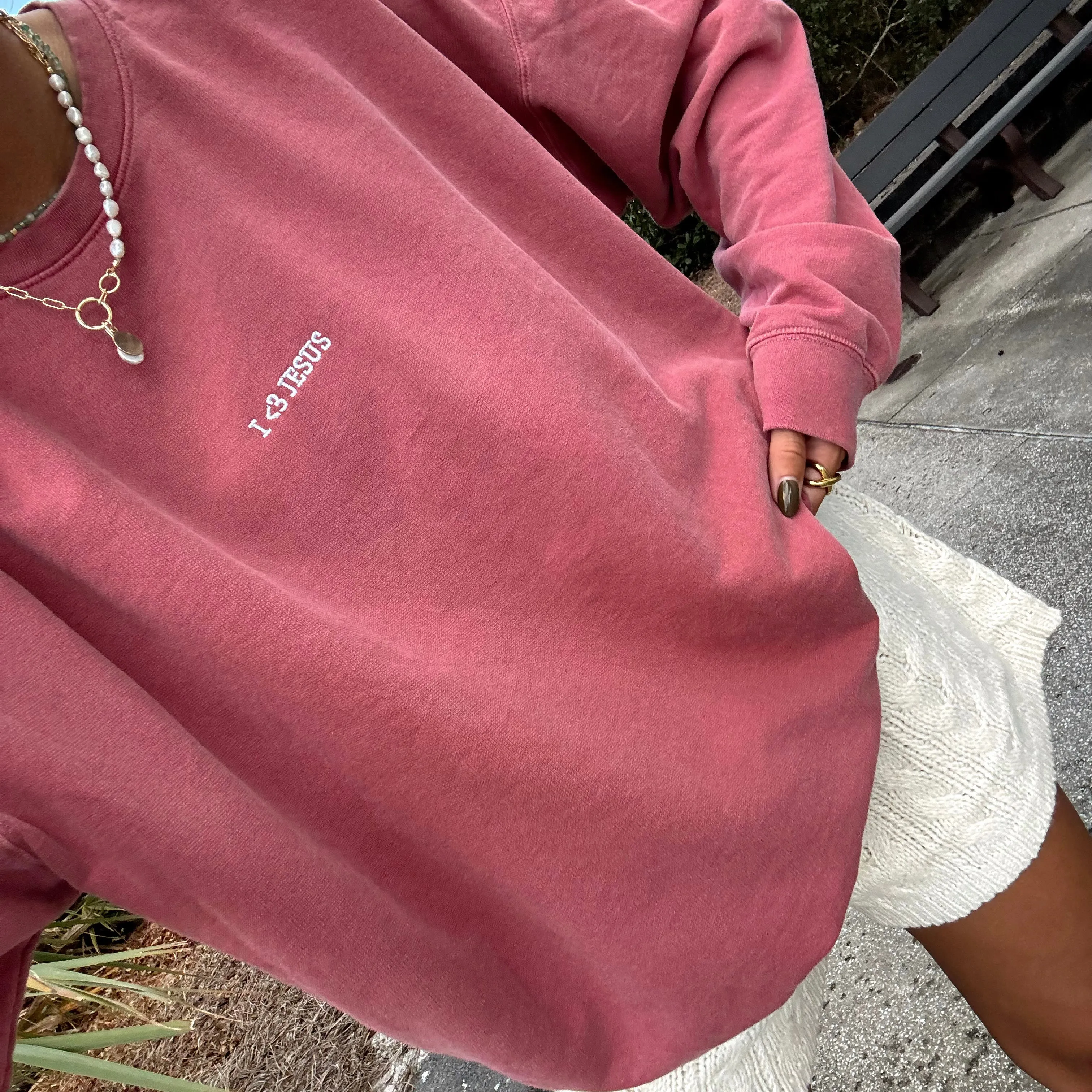 NEW! | "I <3 JESUS" PREMIUM COMFORT COLOR CREWNECK | CRIMSON sold by He Would Love First product image thumbnail 4