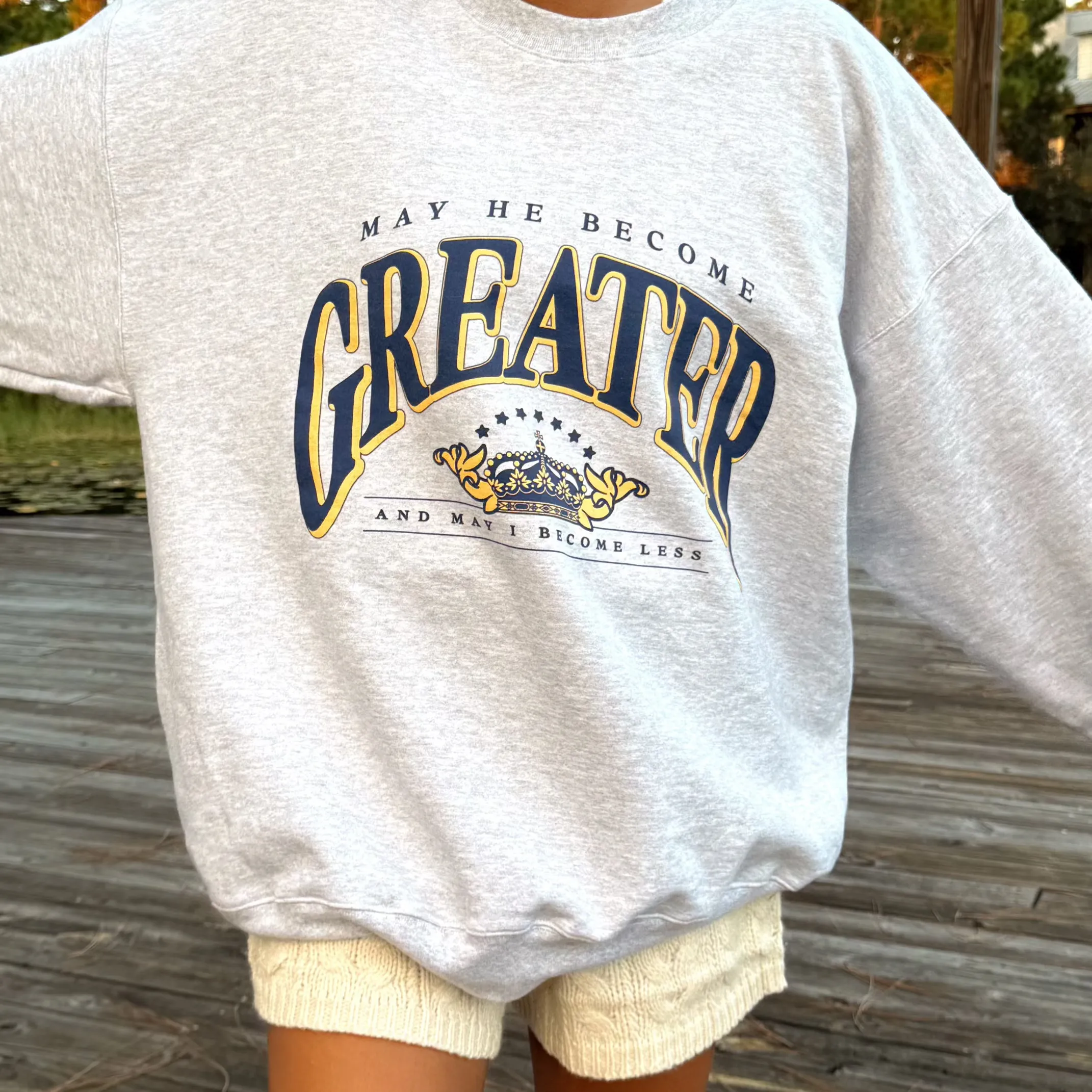 NEW! | "GREATER" UNIVERSITY CREWNECK | ASH sold by He Would Love First product image thumbnail 2