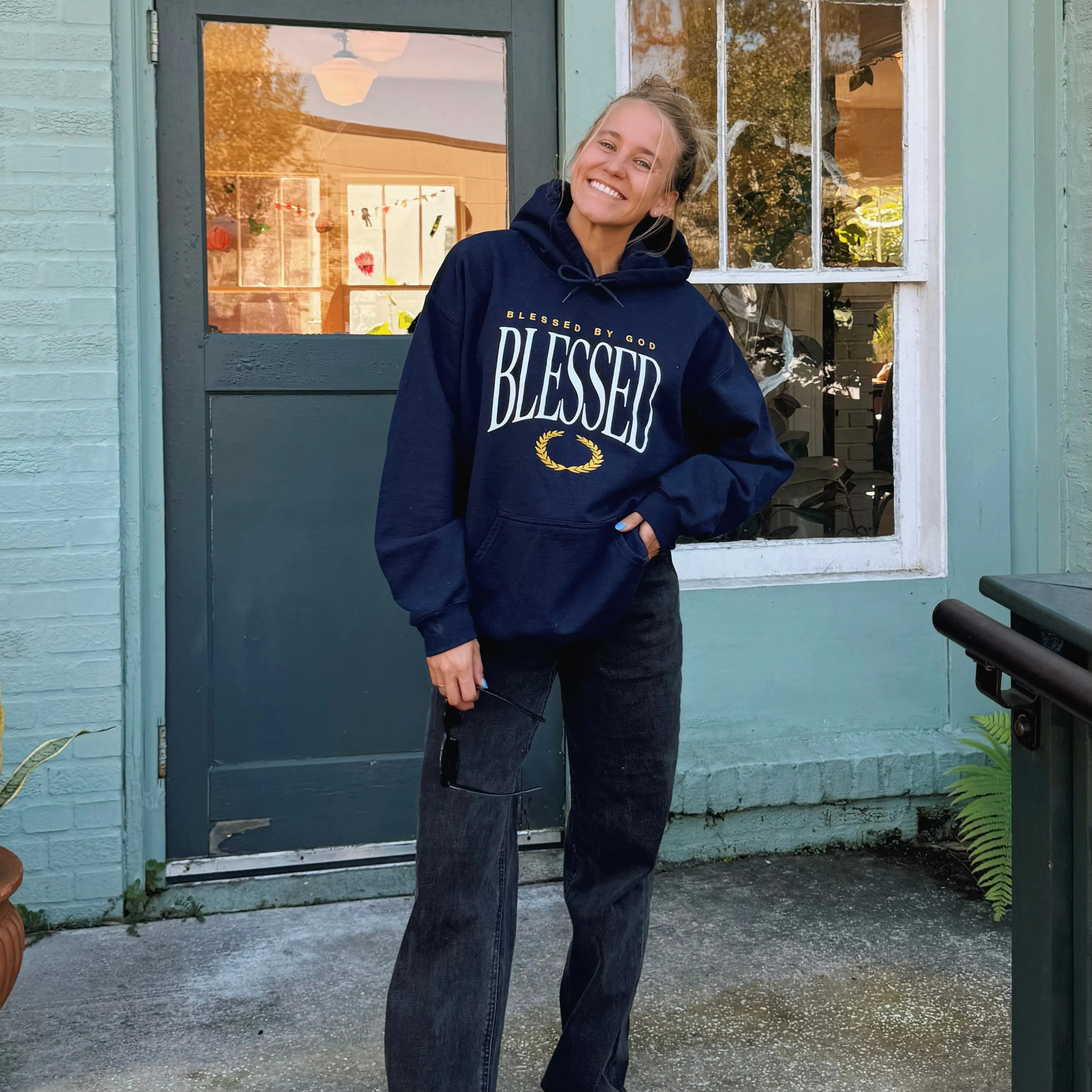 NEW! | "BLESSED" HOODIE | NAVY sold by He Would Love First product image thumbnail 3