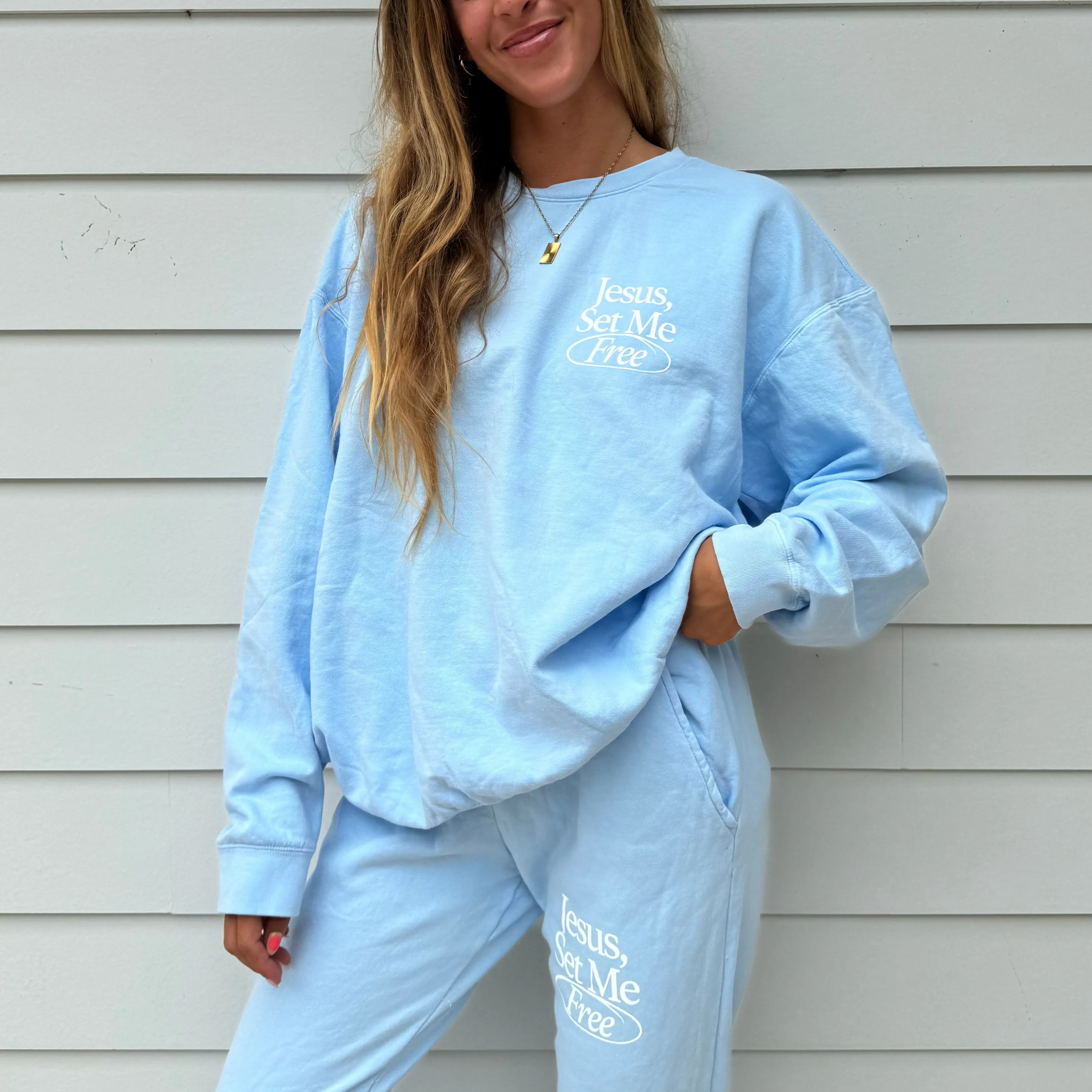 NEW! | "JESUS SET ME FREE" PREMIUM COMFORT COLOR CREWNECK sold by He Would Love First product image thumbnail 3