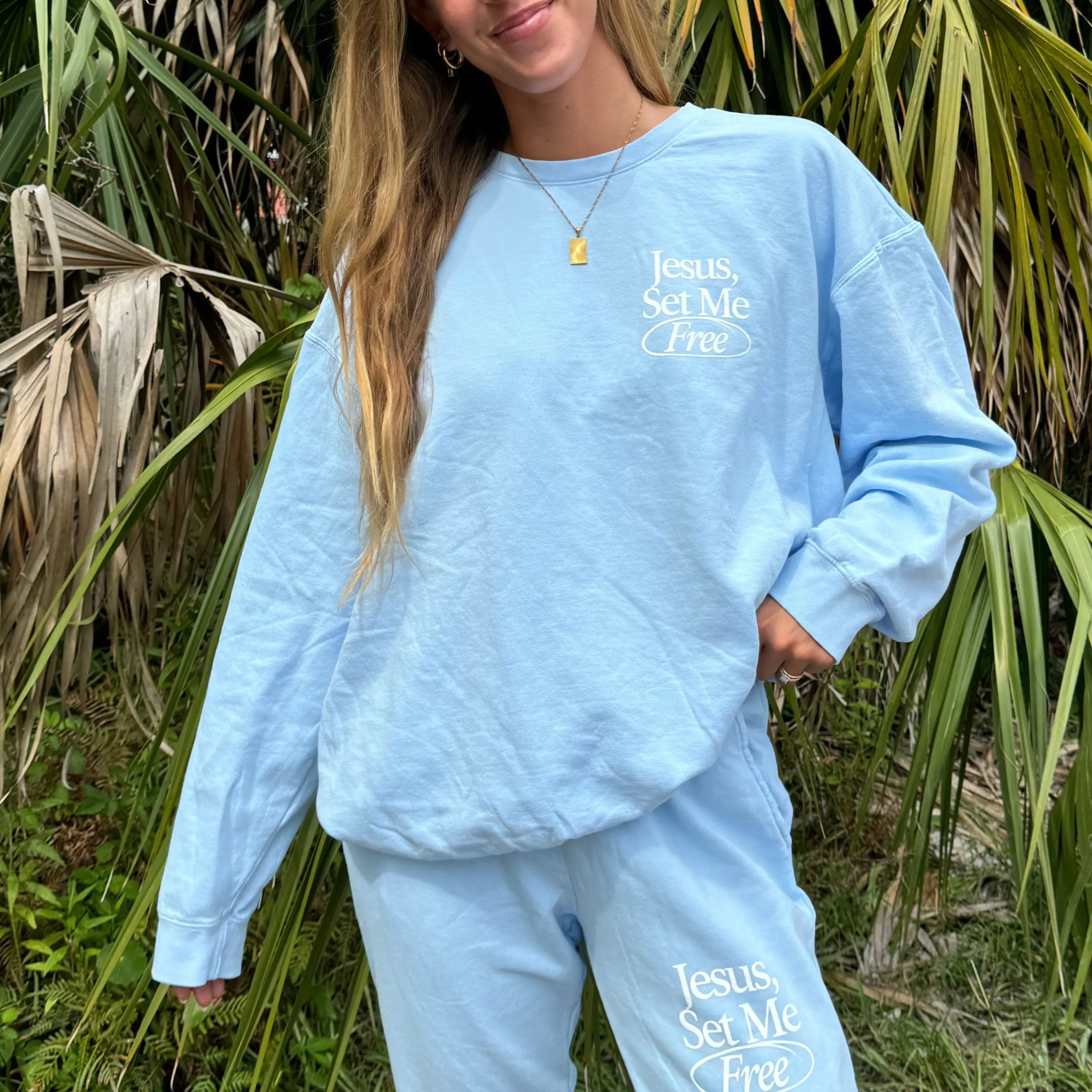 NEW! | "JESUS SET ME FREE" PREMIUM COMFORT COLOR CREWNECK sold by He Would Love First product image thumbnail 4