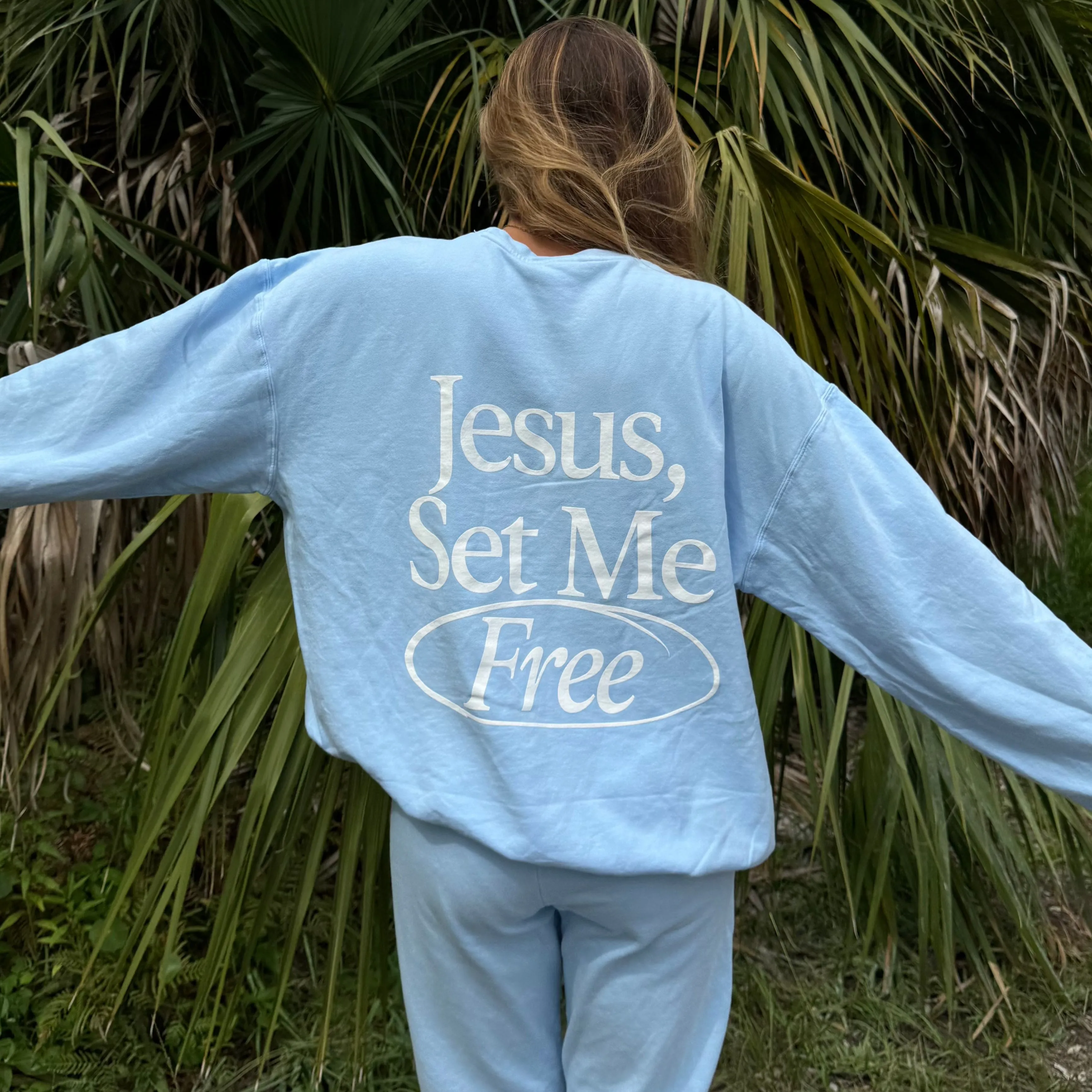 NEW! | "JESUS SET ME FREE" PREMIUM COMFORT COLOR CREWNECK sold by He Would Love First