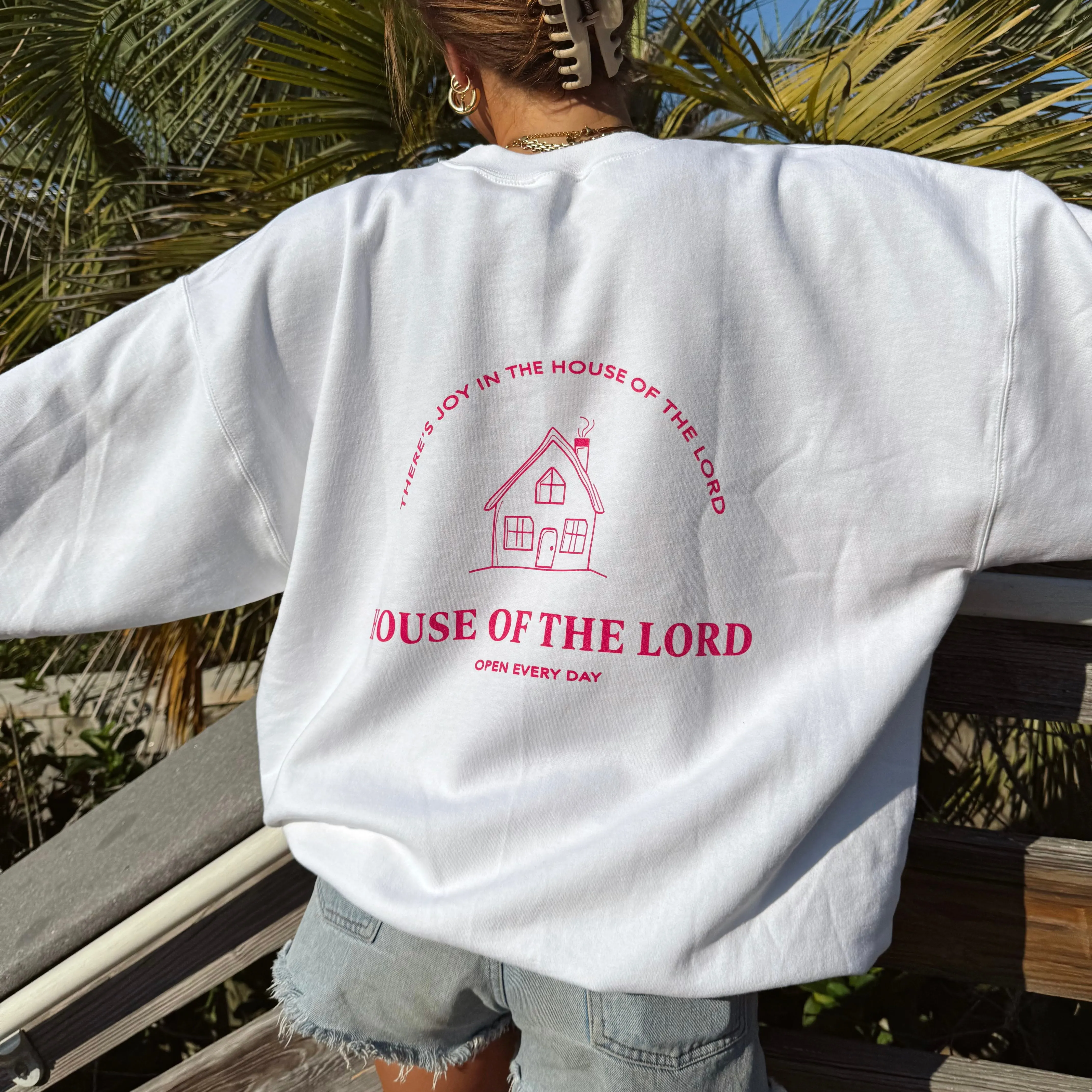 NEW! | "HOUSE OF THE LORD" COZY CREW | WHITE sold by He Would Love First