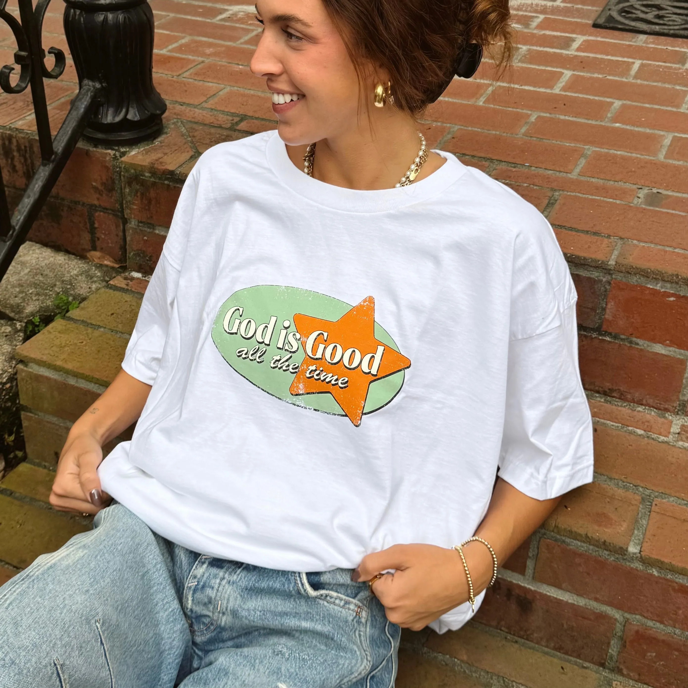 "GOD IS GOOD" RETRO TEE sold by He Would Love First product image thumbnail 2