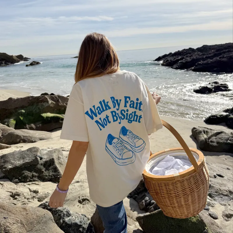 RESTOCK! | "WALK BY FAITH" TEE | NATURAL sold by He Would Love First