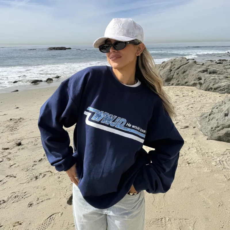 RESTOCK! | VINTAGE WWJD "SKATER" CREWNECK | NAVY sold by He Would Love First