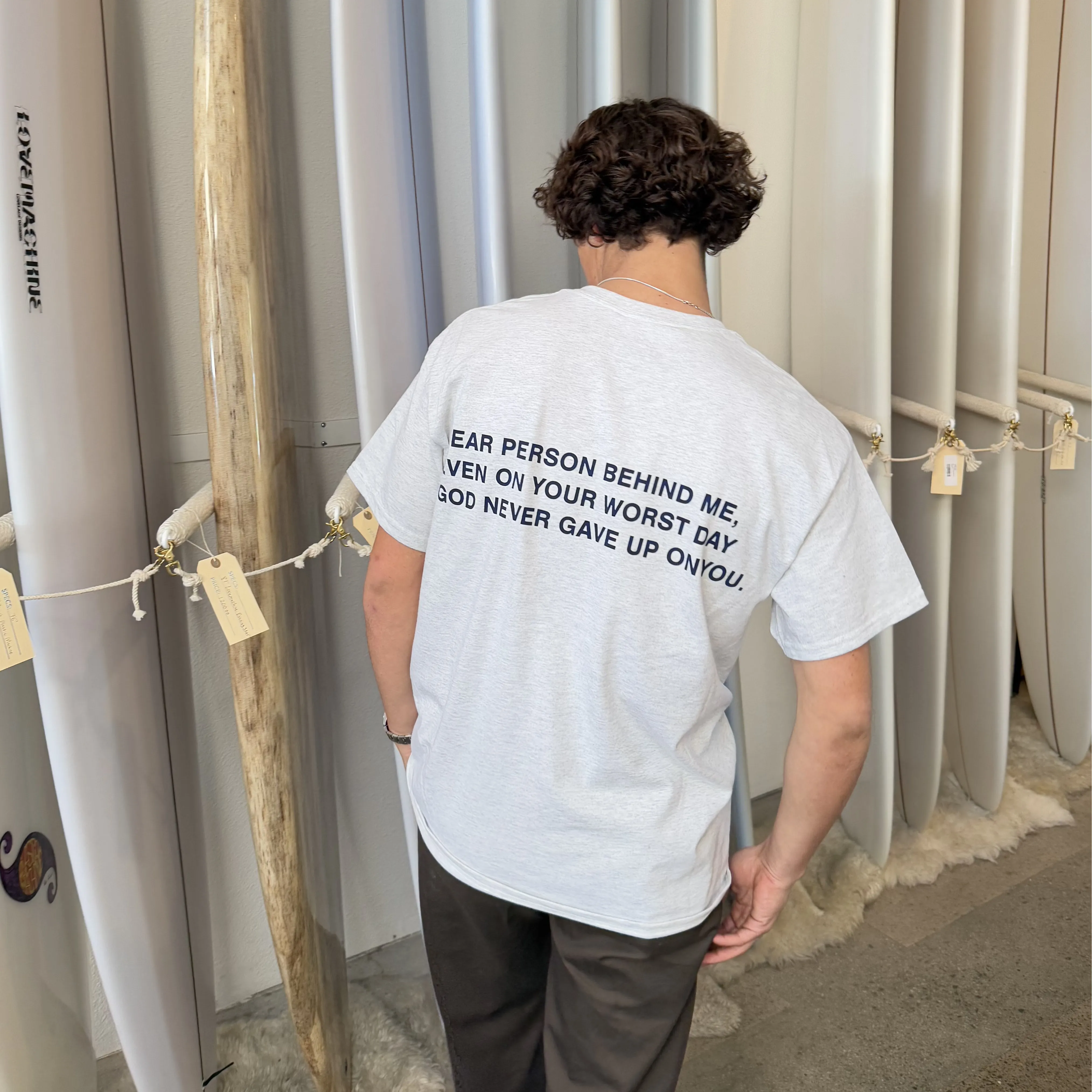 NEW EXCLUSIVE | "DEAR PERSON BEHIND ME" TEE | ASH/NAVY sold by He Would Love First