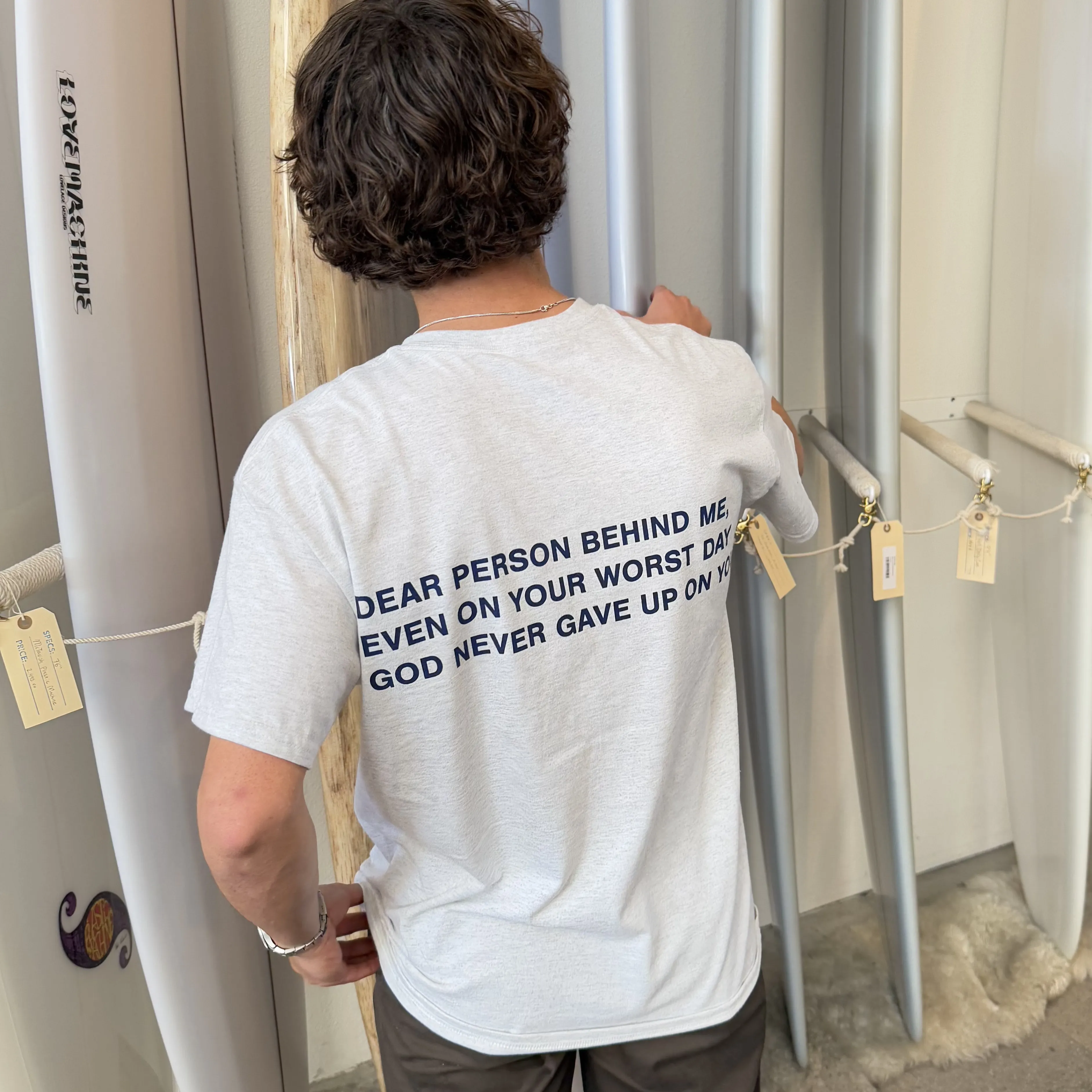 NEW EXCLUSIVE | "DEAR PERSON BEHIND ME" TEE | ASH/NAVY sold by He Would Love First product image thumbnail 4