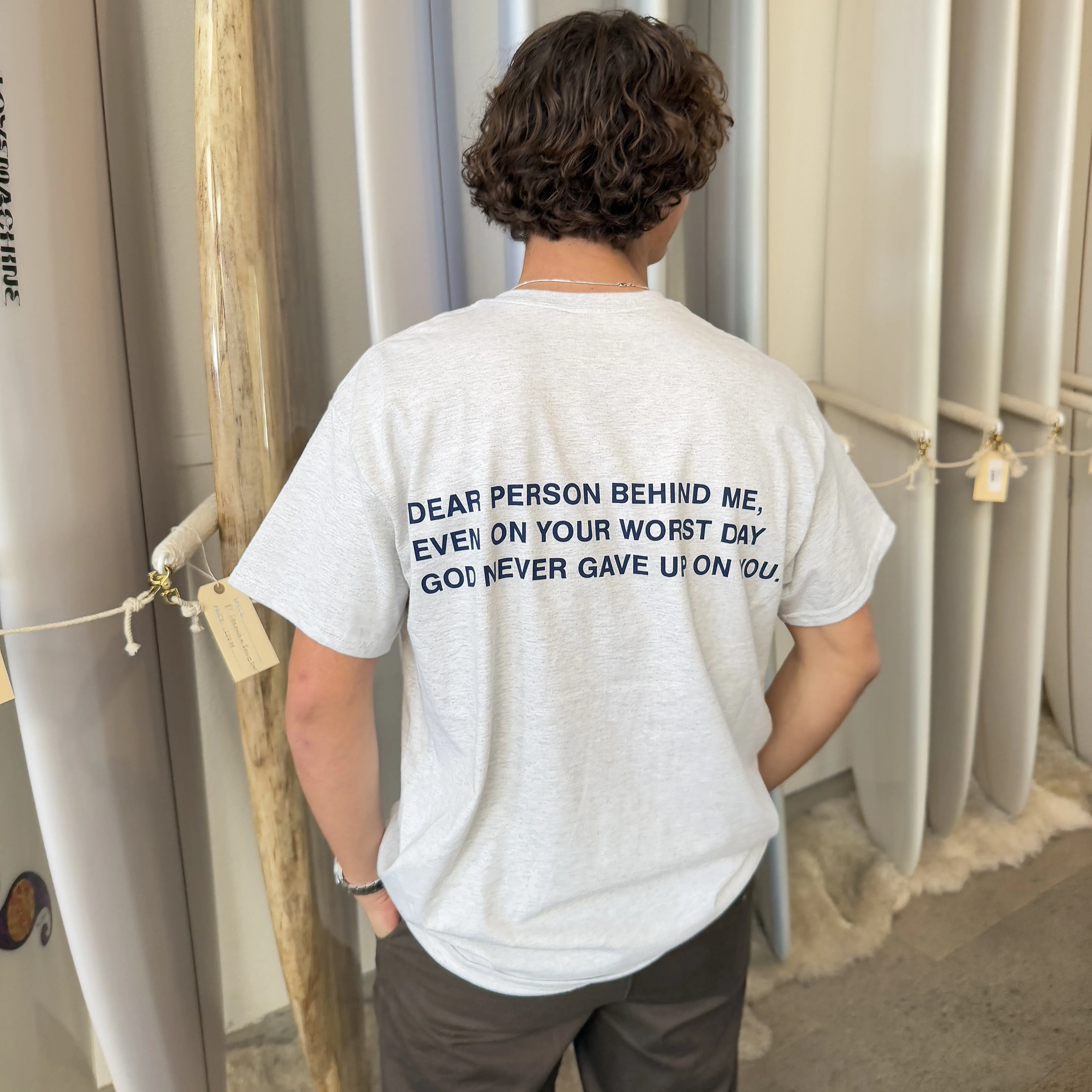 NEW EXCLUSIVE | "DEAR PERSON BEHIND ME" TEE | ASH/NAVY sold by He Would Love First product image thumbnail 3