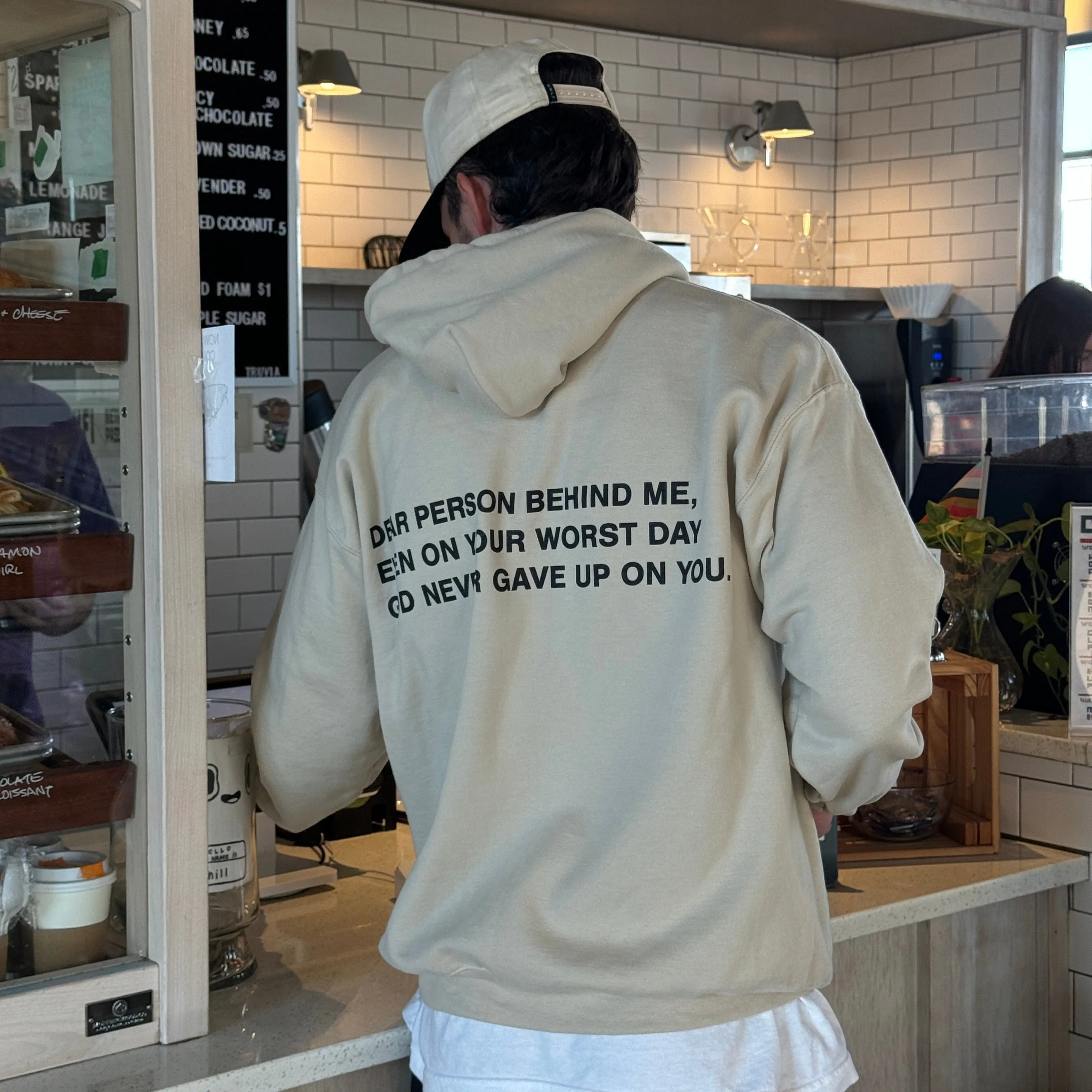 NEW EXCLUSIVE | "DEAR PERSON BEHIND ME" HOODIE | SAND sold by He Would Love First product image thumbnail 5
