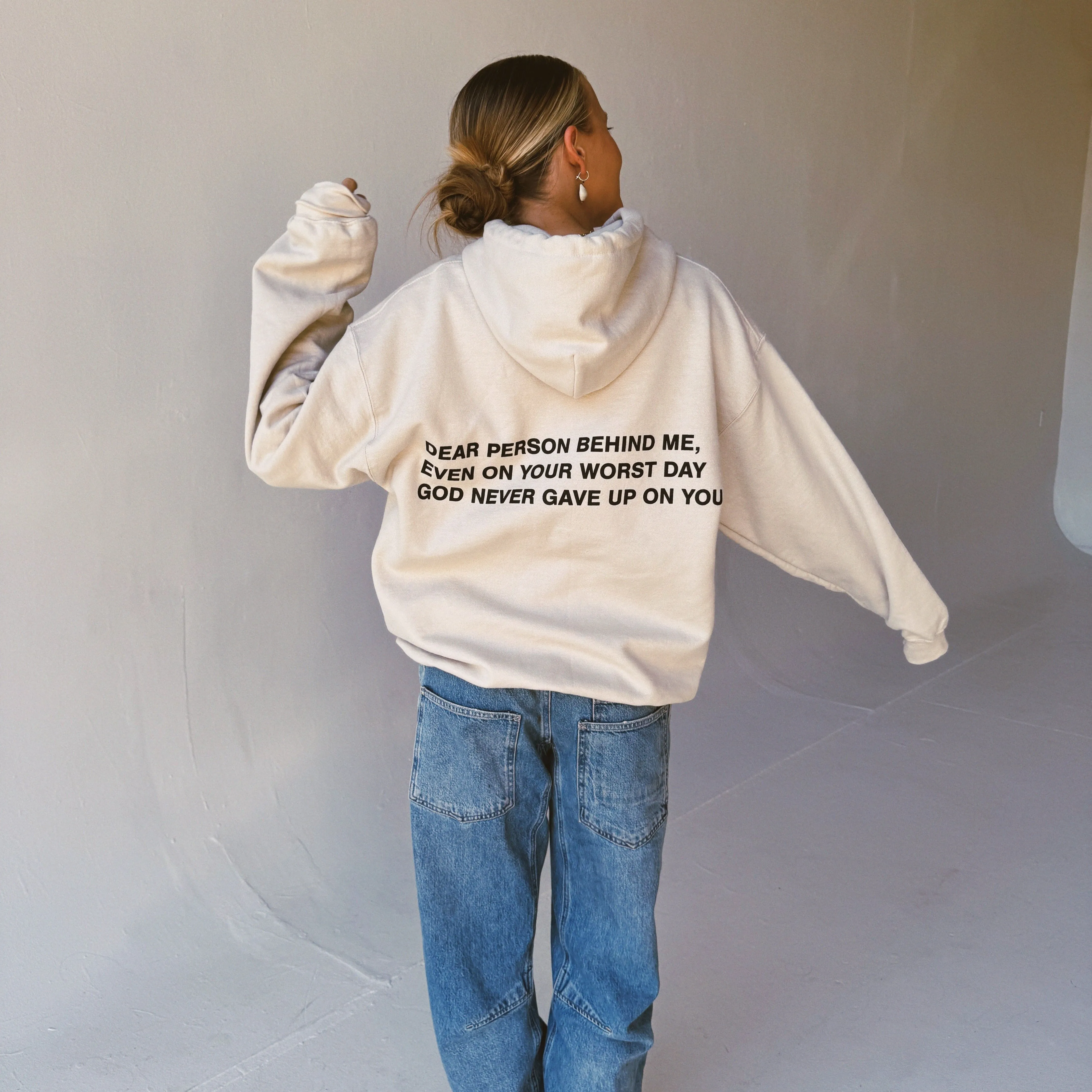 NEW EXCLUSIVE | "DEAR PERSON BEHIND ME" HOODIE | SAND sold by He Would Love First