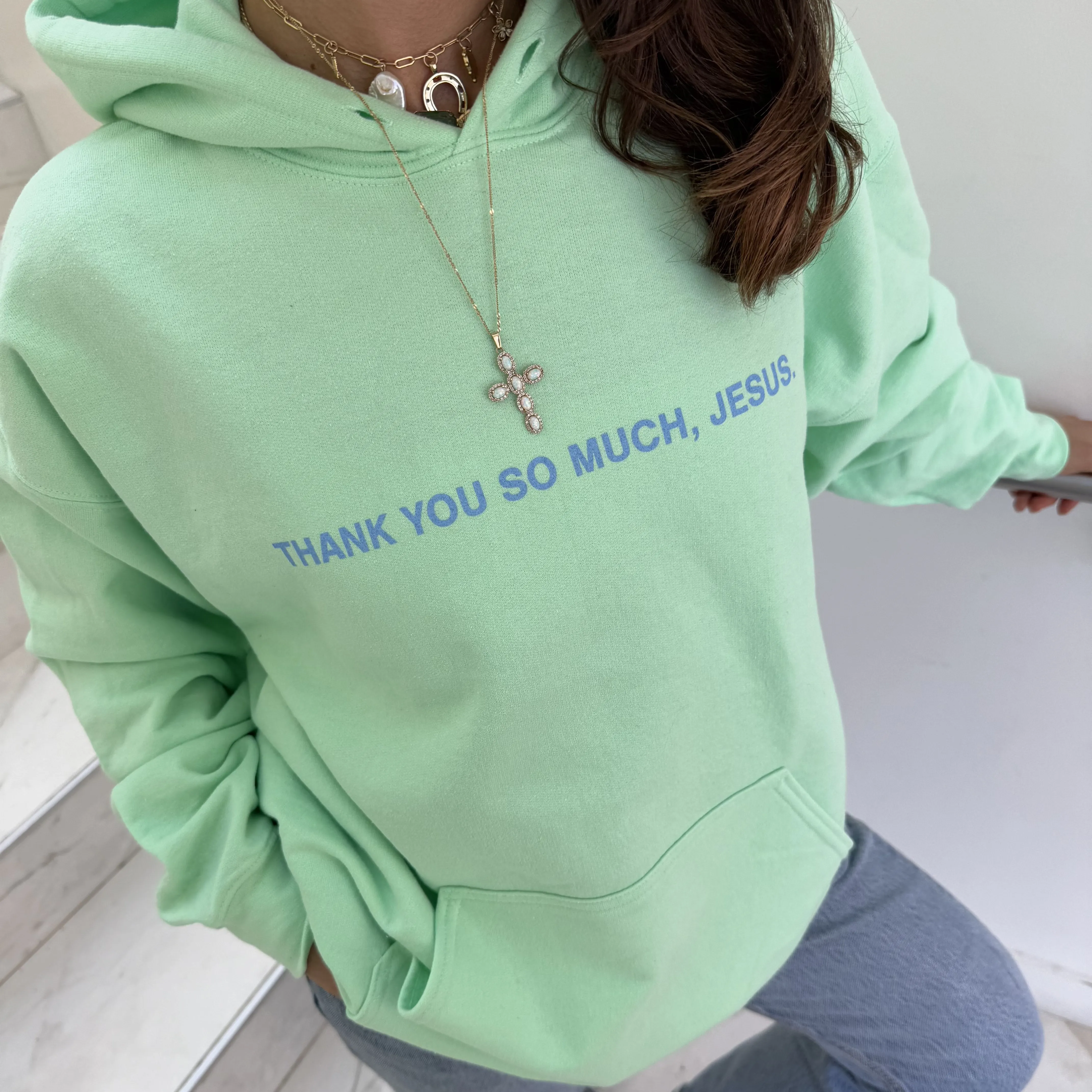 NEW | "THANK YOU SO MUCH JESUS" HOODIE | MINT sold by He Would Love First