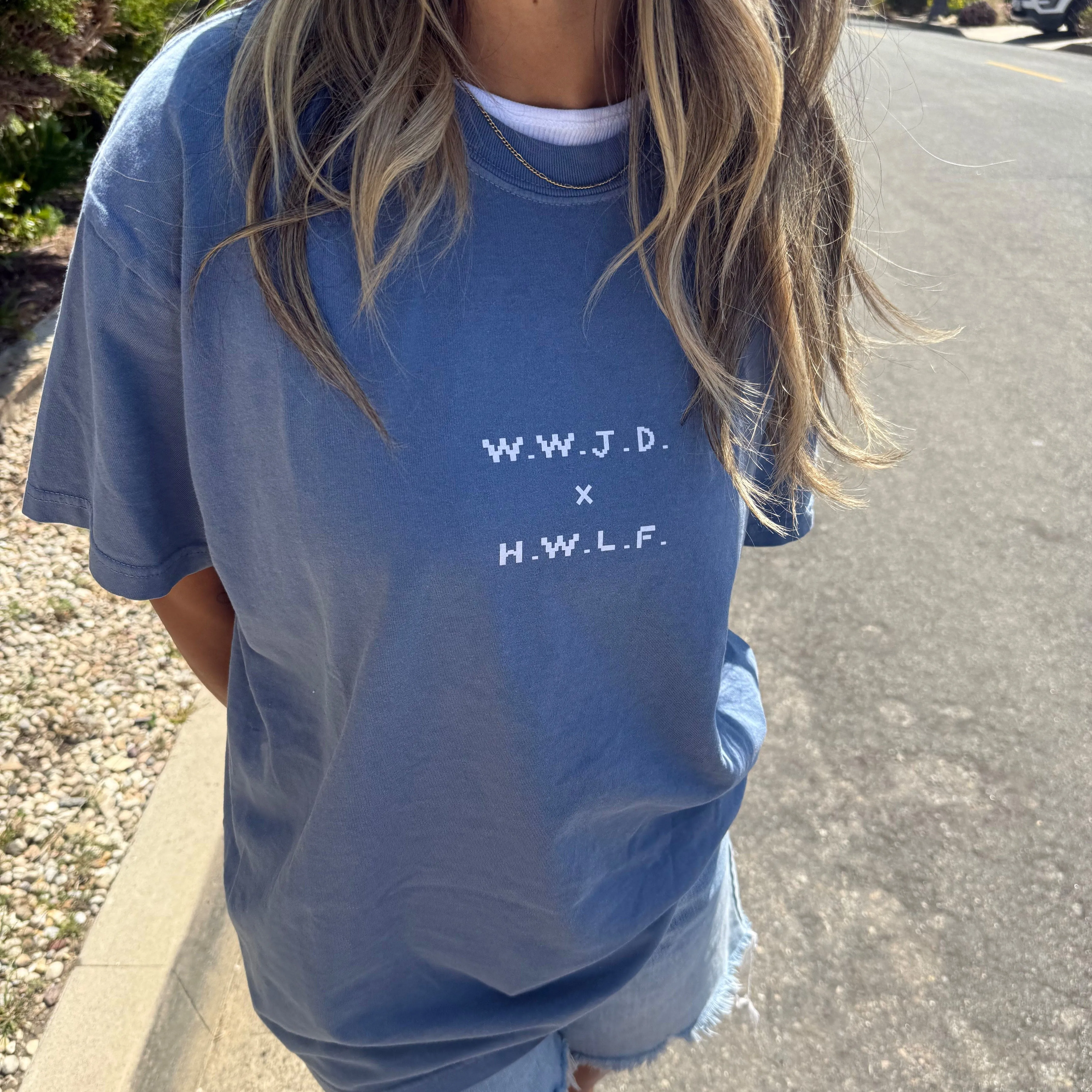 NEW! | "WWJD X RETRO" PREMIUM COMFORT COLOR TEE | BLUE JEAN sold by He Would Love First product image thumbnail 2