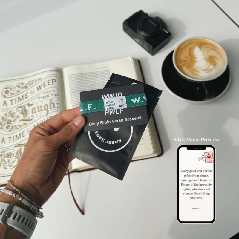 NEW! | DAILY BIBLE VERSE "WWJD X HWLF" BRACELET | GREEN sold by He Would Love First