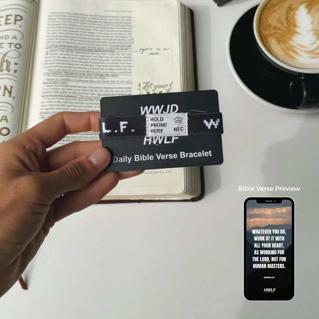NEW! | DAILY BIBLE VERSE "WWJD X HWLF" BRACELET | BLACK sold by He Would Love First