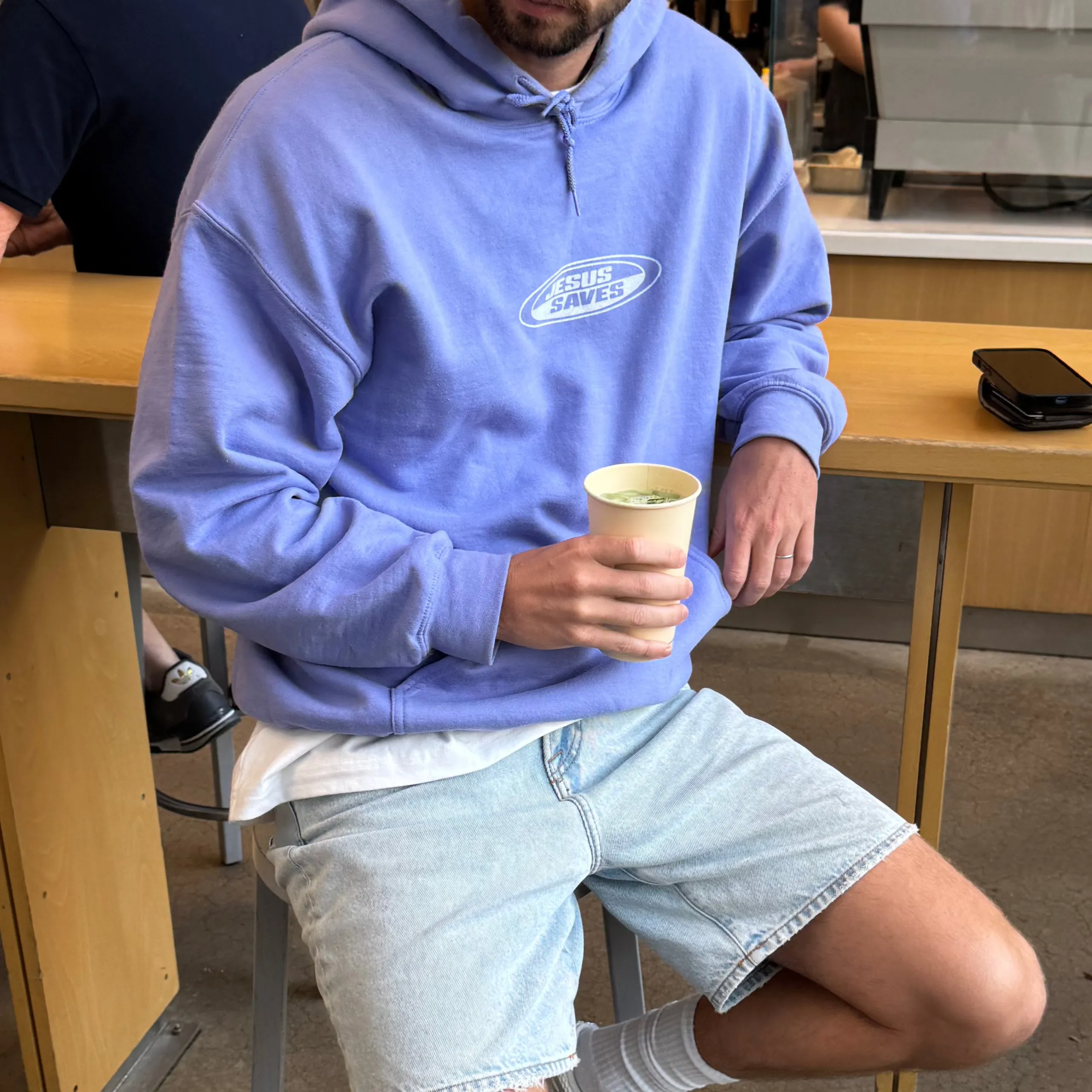 NEW! | "JESUS SAVES" RETRO HOODIE | VIOLET sold by He Would Love First product image thumbnail 4