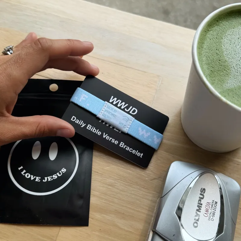 NEW! | DAILY BIBLE VERSE "WWJD X HWLF" BRACELET | LIGHT BLUE sold by He Would Love First