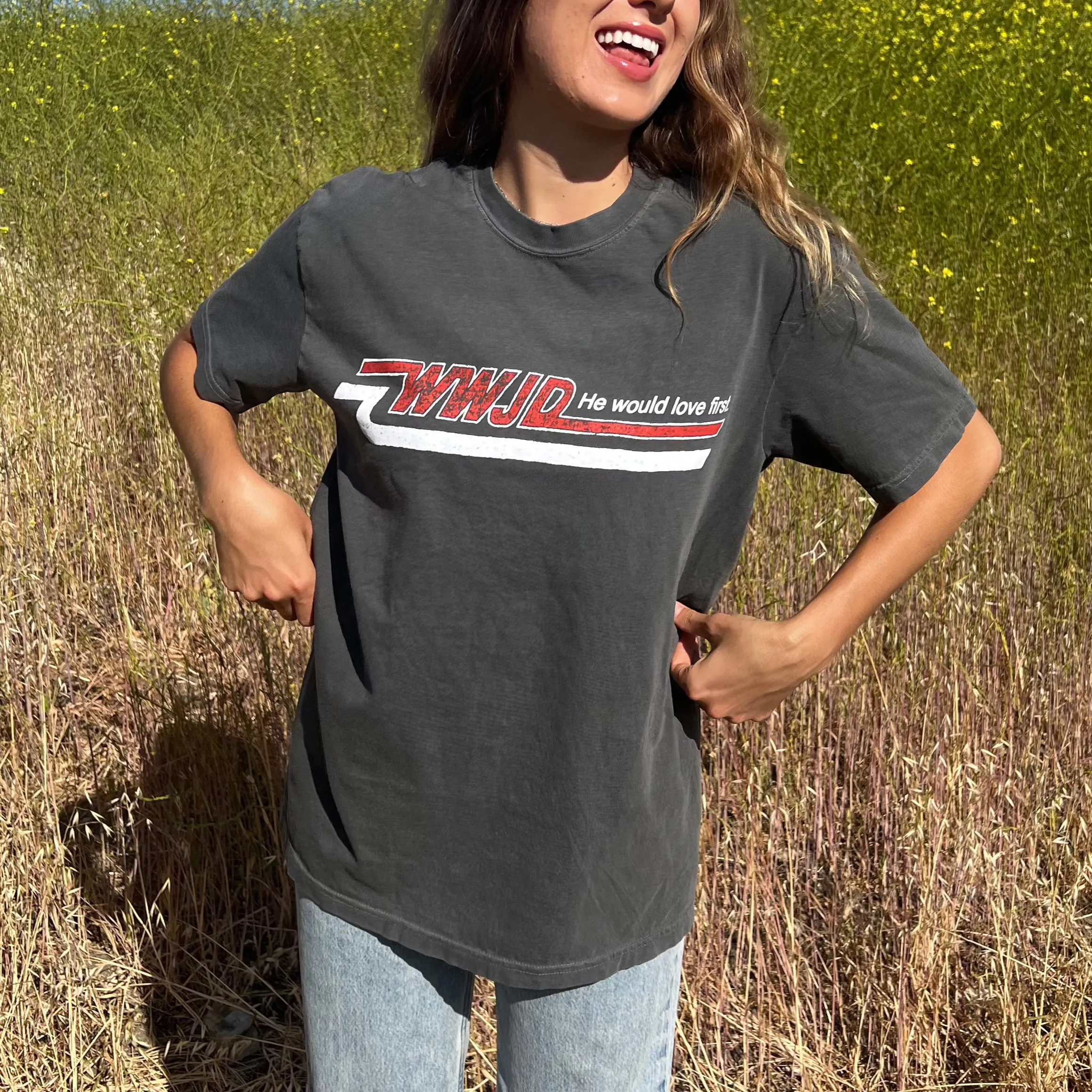 NEW! | VINTAGE WWJD "SKATER" COMFORT COLOR TEE | PEPPER sold by He Would Love First product image thumbnail 3