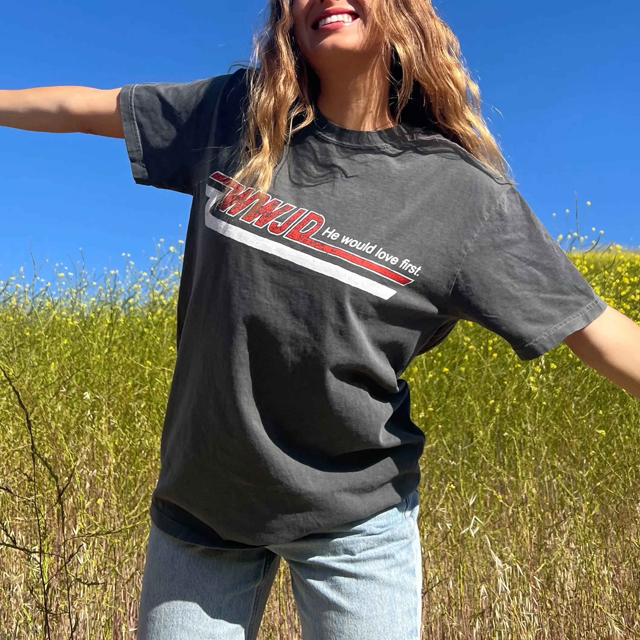 NEW! | VINTAGE WWJD "SKATER" COMFORT COLOR TEE | PEPPER sold by He Would Love First product image thumbnail 2