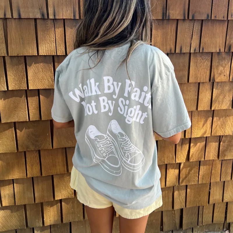 NEW! | "WALK BY FAITH" PREMIUM COMFORT COLOR TEE | SAGE sold by He Would Love First