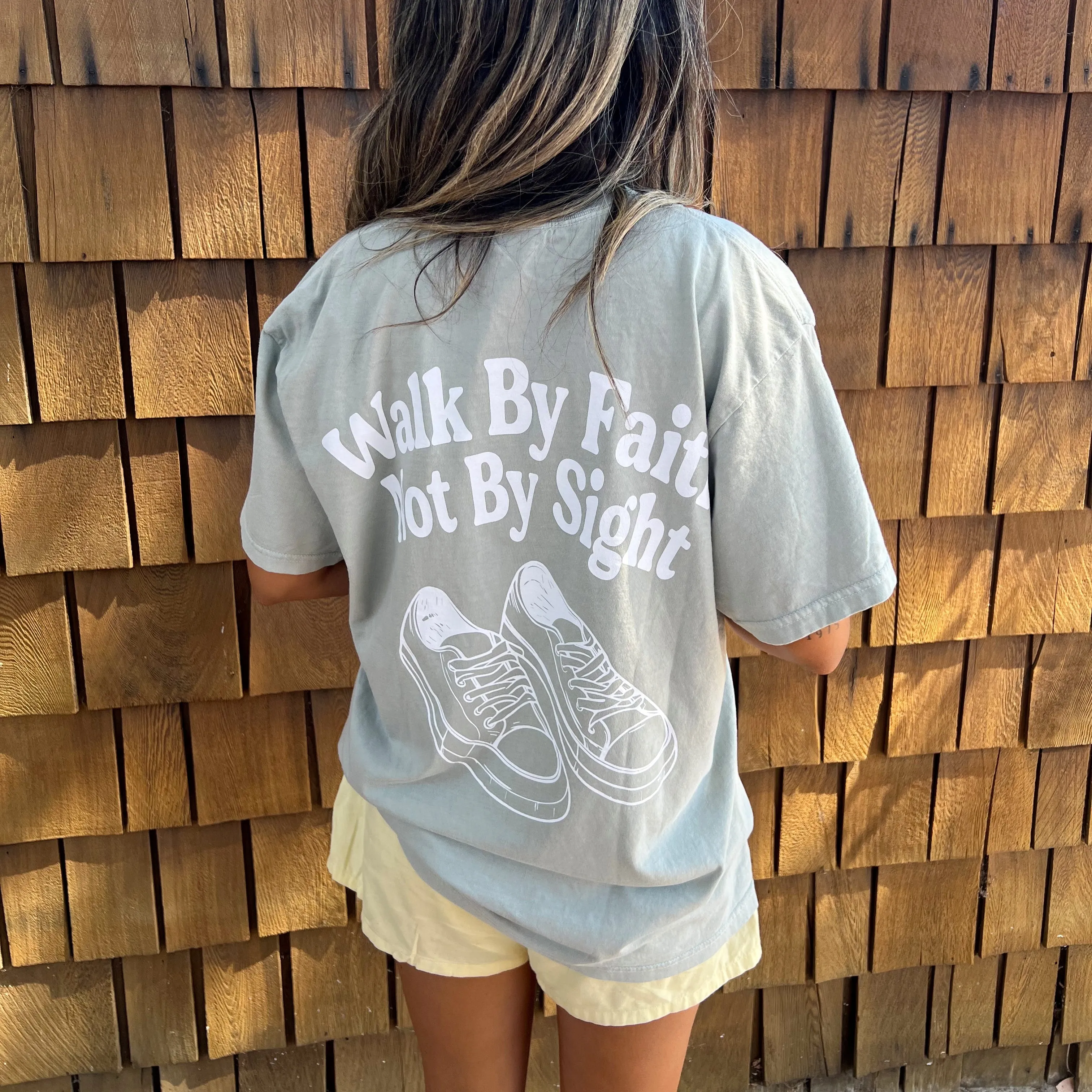 NEW! | "WALK BY FAITH" PREMIUM COMFORT COLOR TEE | SAGE sold by He Would Love First