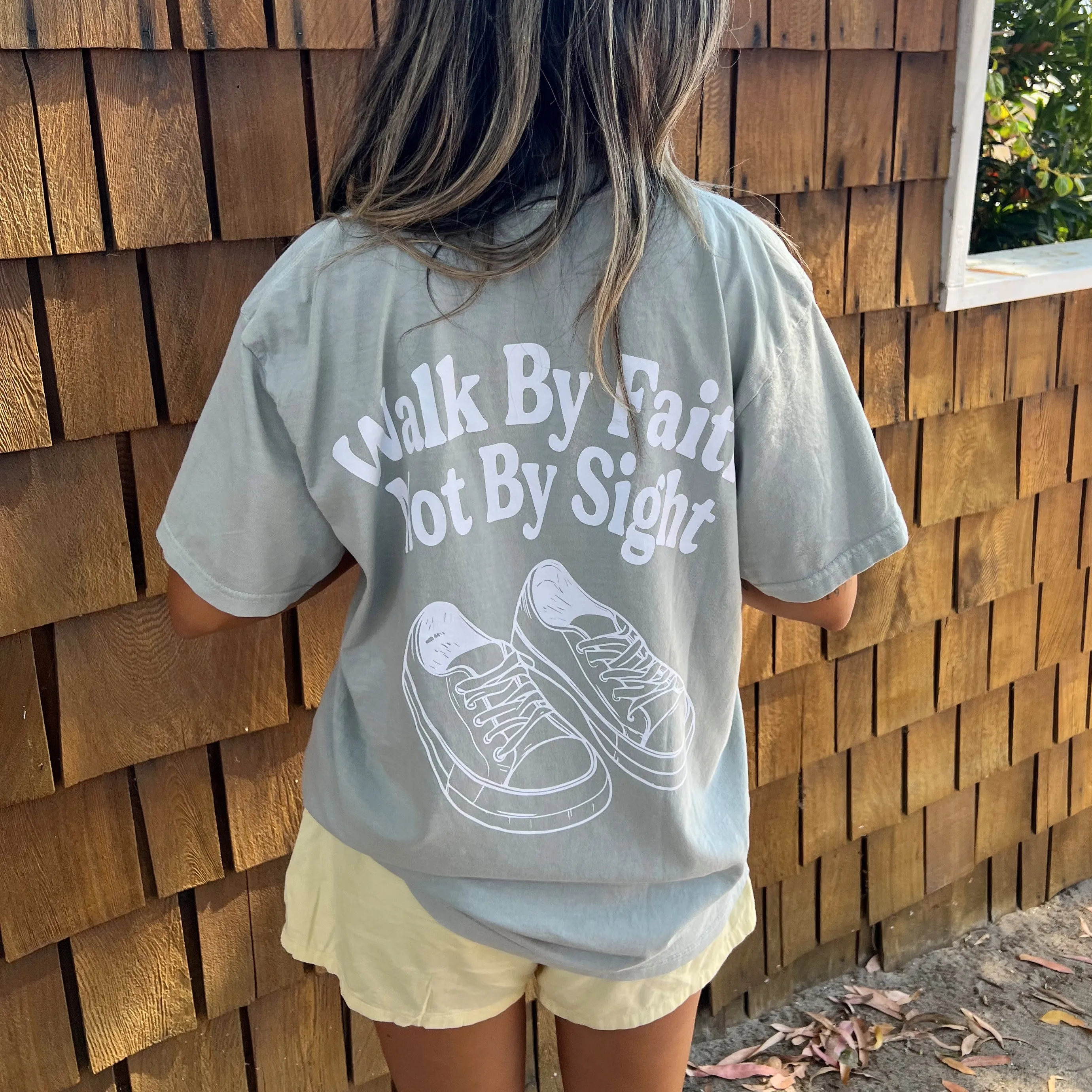 NEW! | "WALK BY FAITH" PREMIUM COMFORT COLOR TEE | SAGE sold by He Would Love First product image thumbnail 3