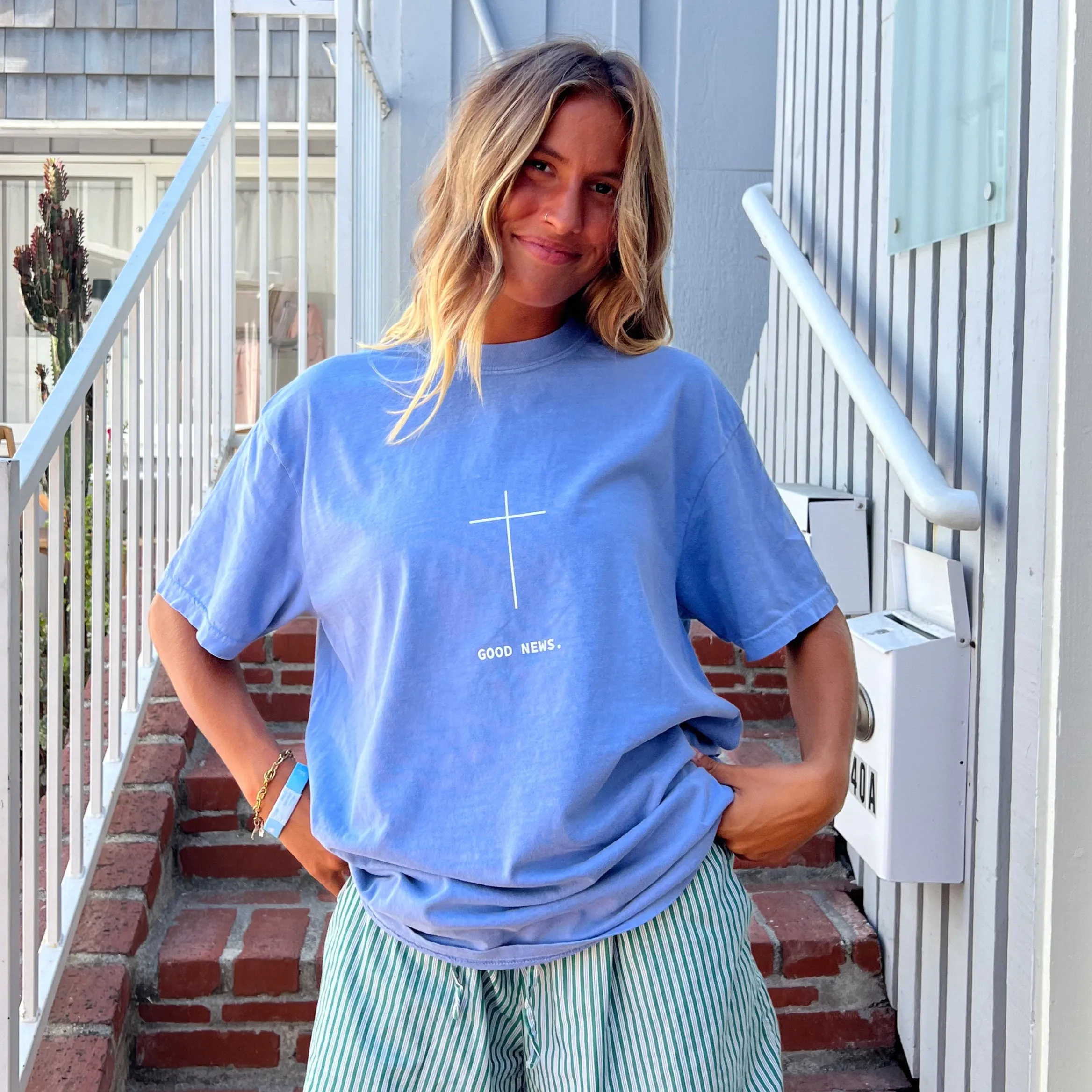 NEW! | "GOOD NEWS" PREMIUM COMFORT COLOR TEE | WASHED DENIM sold by He Would Love First product image thumbnail 3