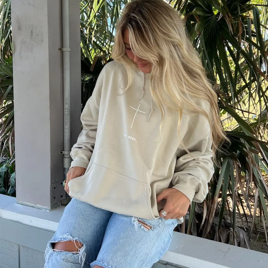 NEW! | "GOOD NEWS" HOODIE | SAND sold by He Would Love First