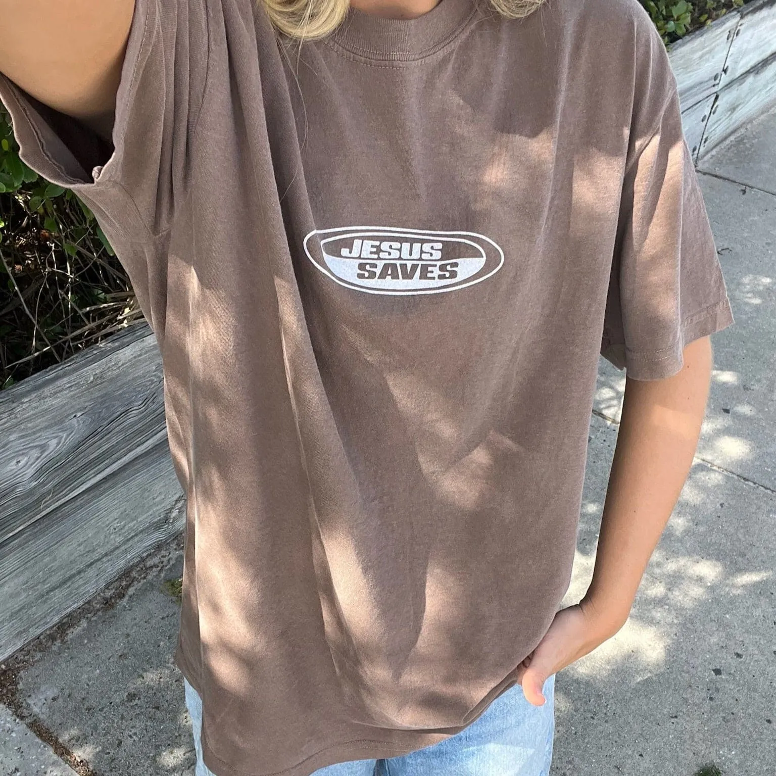 NEW! | "JESUS SAVES" PREMIUM COMFORT COLOR TEE | ESPRESSO sold by He Would Love First product image thumbnail 2