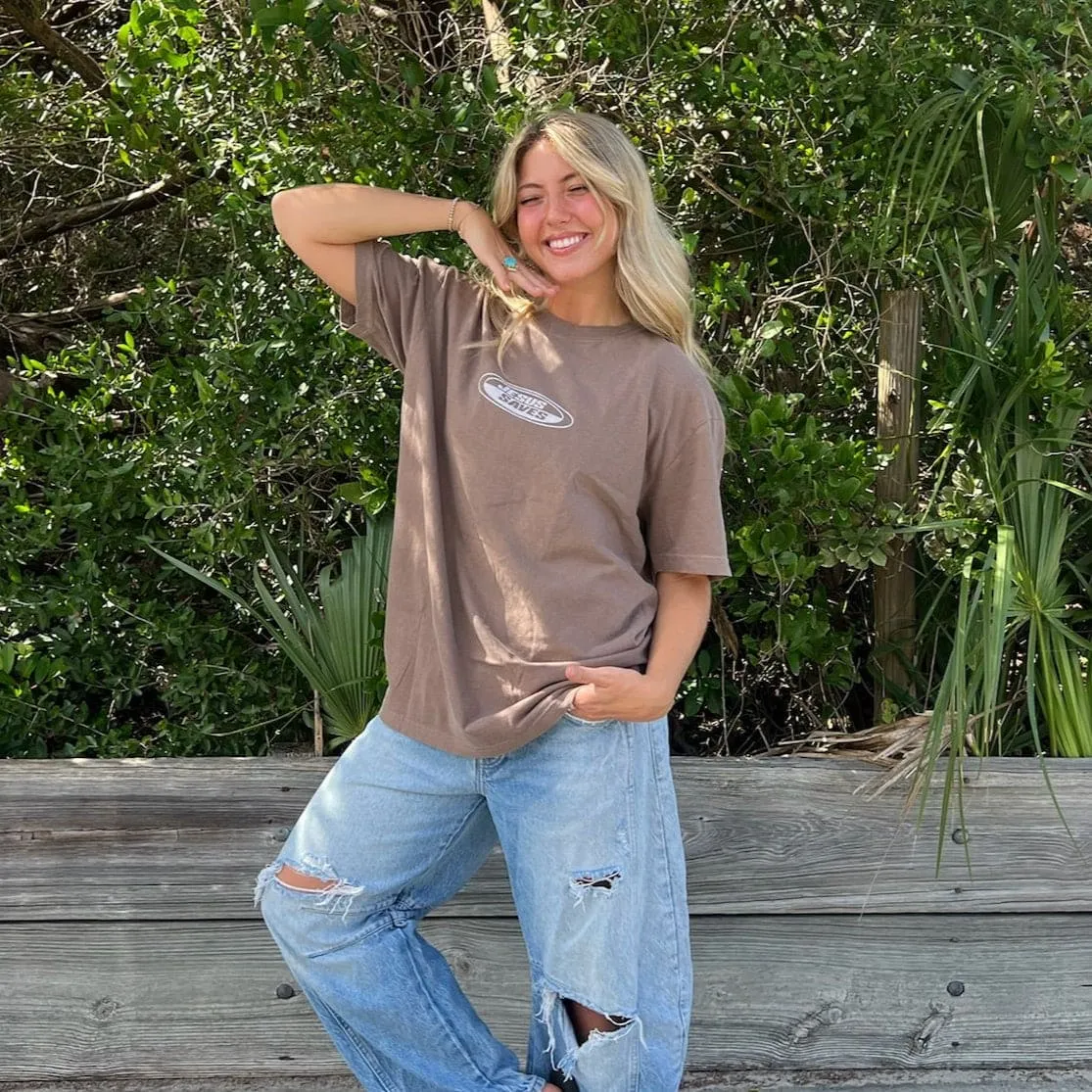 NEW! | "JESUS SAVES" PREMIUM COMFORT COLOR TEE | ESPRESSO sold by He Would Love First product image thumbnail 3