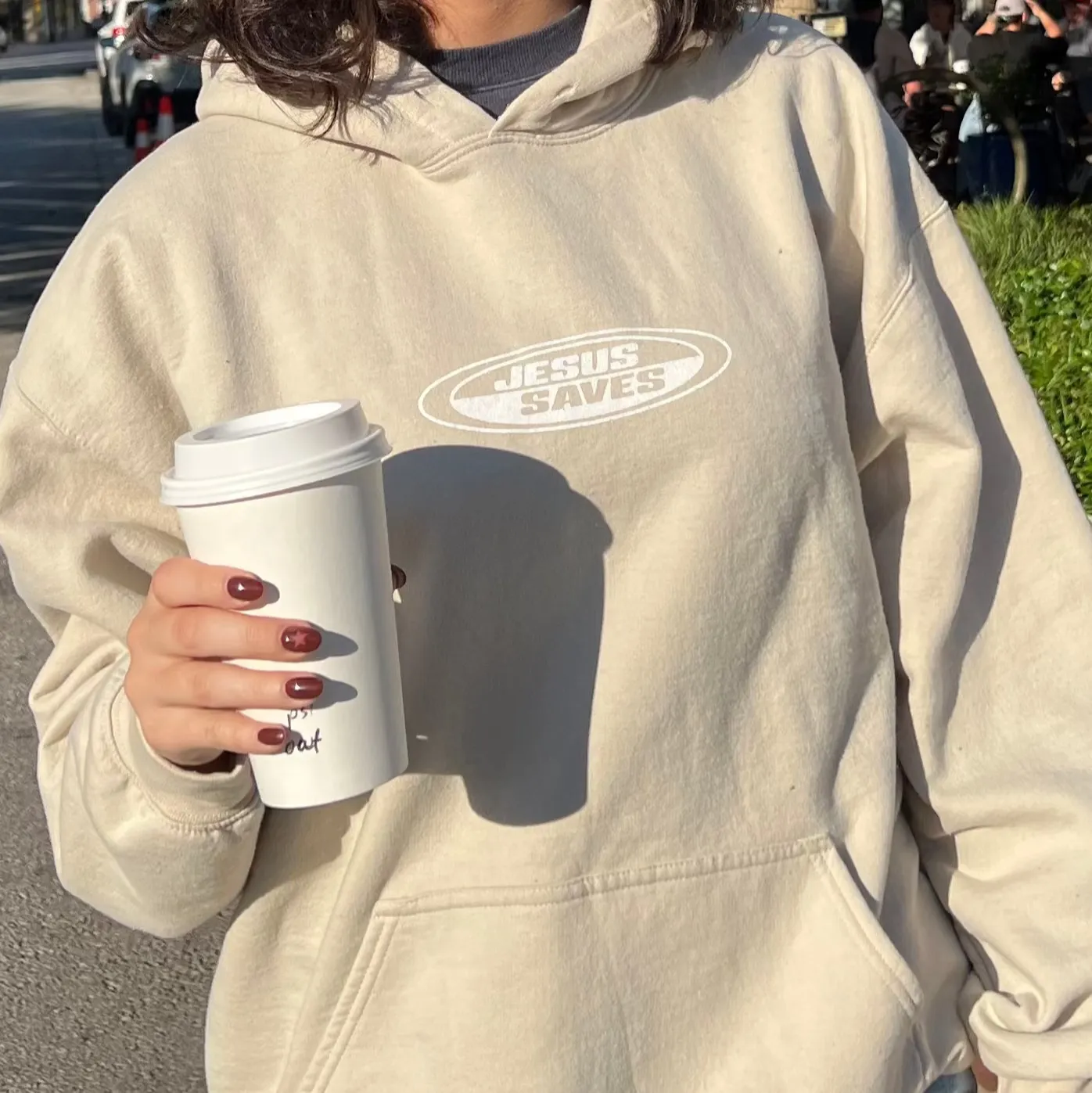 NEW! | "JESUS SAVES" RETRO HOODIE | SAND sold by He Would Love First